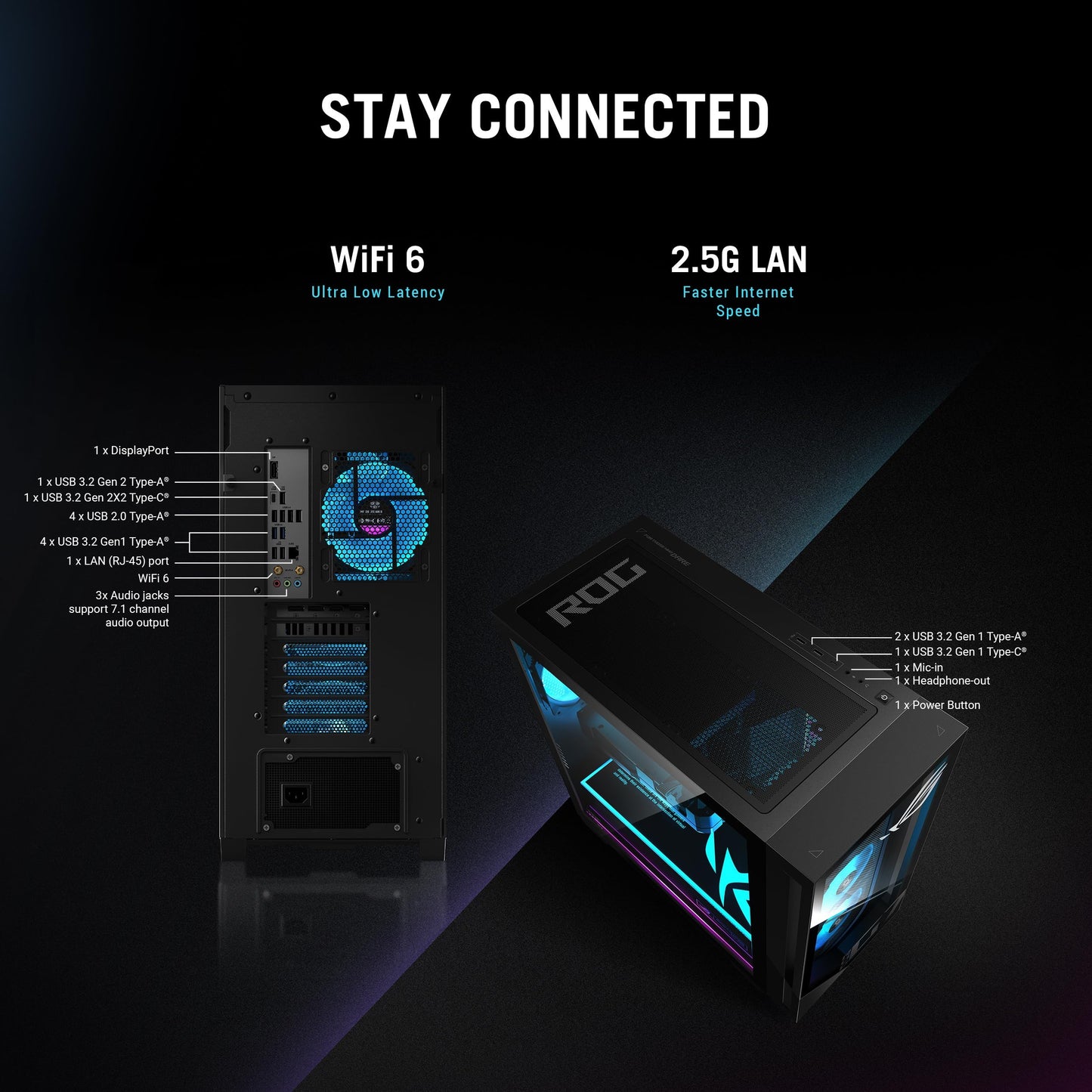 ASUS ROG GM700 (2025) Gaming Desktop PC, AMD Ryzen™ 7 9800X3D Processor, AMD® Radeon™ RX 9070 XT Prime OC, 2TB M.2 NVMe™ PCIe® 4 SSD, 32GB DDR5 RAM, Windows 11 Home, GM700TZ-MS777