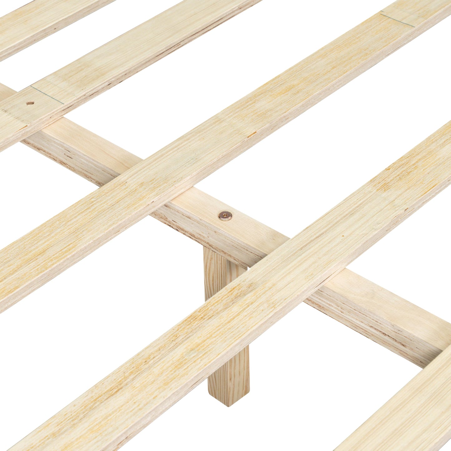 Merax Farmhouse King Size Bed Frame Slat Headboard Design with Concealed Side 3 Layers Storage Shelves, Natural Wood Platform Bed with Slats & Middle Legs, No Box Spring Needed, Bear 800 LBS