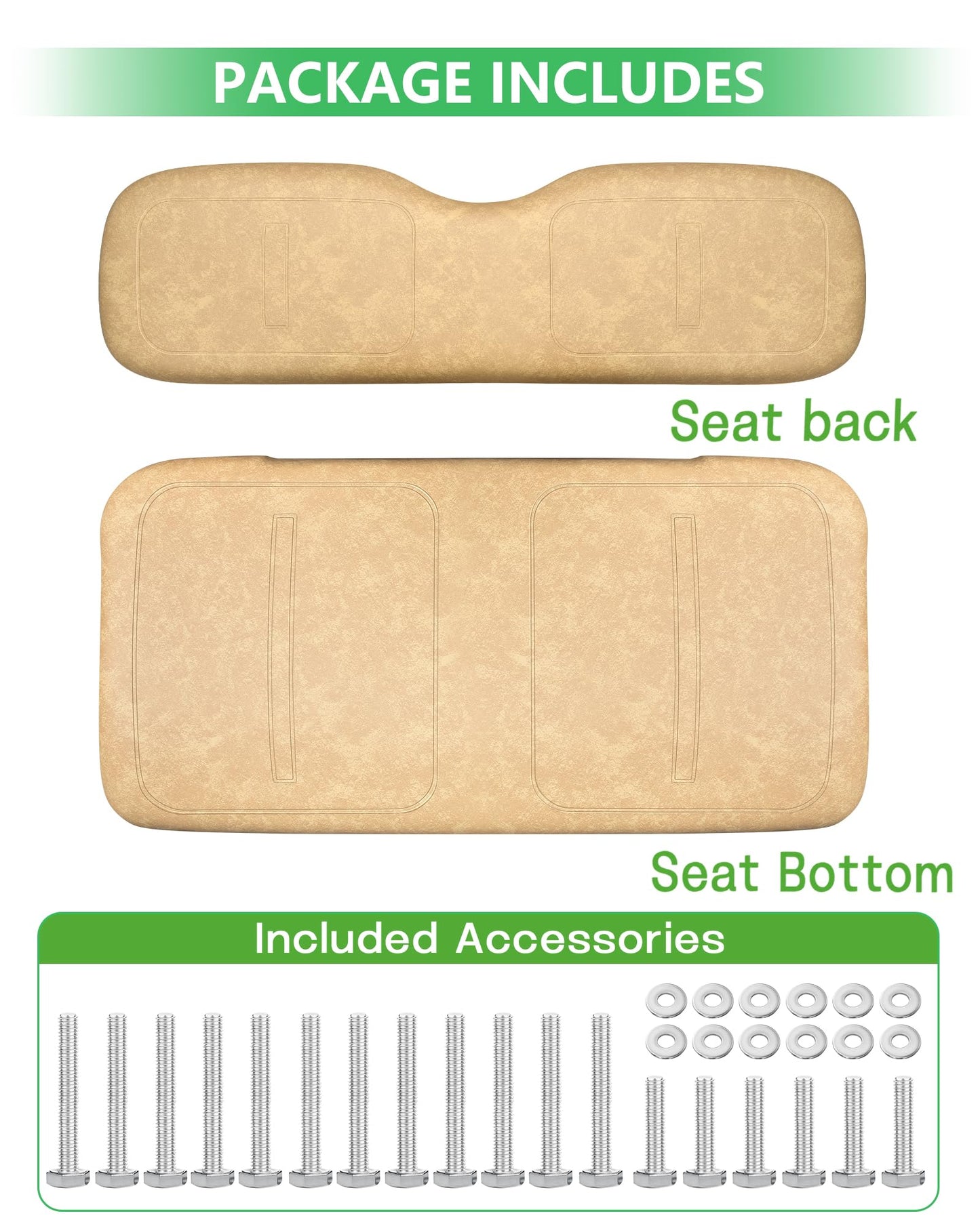 HEOHOU Golf Cart Front Seat Replacement Cushion Assembly Kit for EZGO TXT Medalist 1994-2013 Models,Golf Cart Front Seat Back and Seat Bottom Cushion,Tan