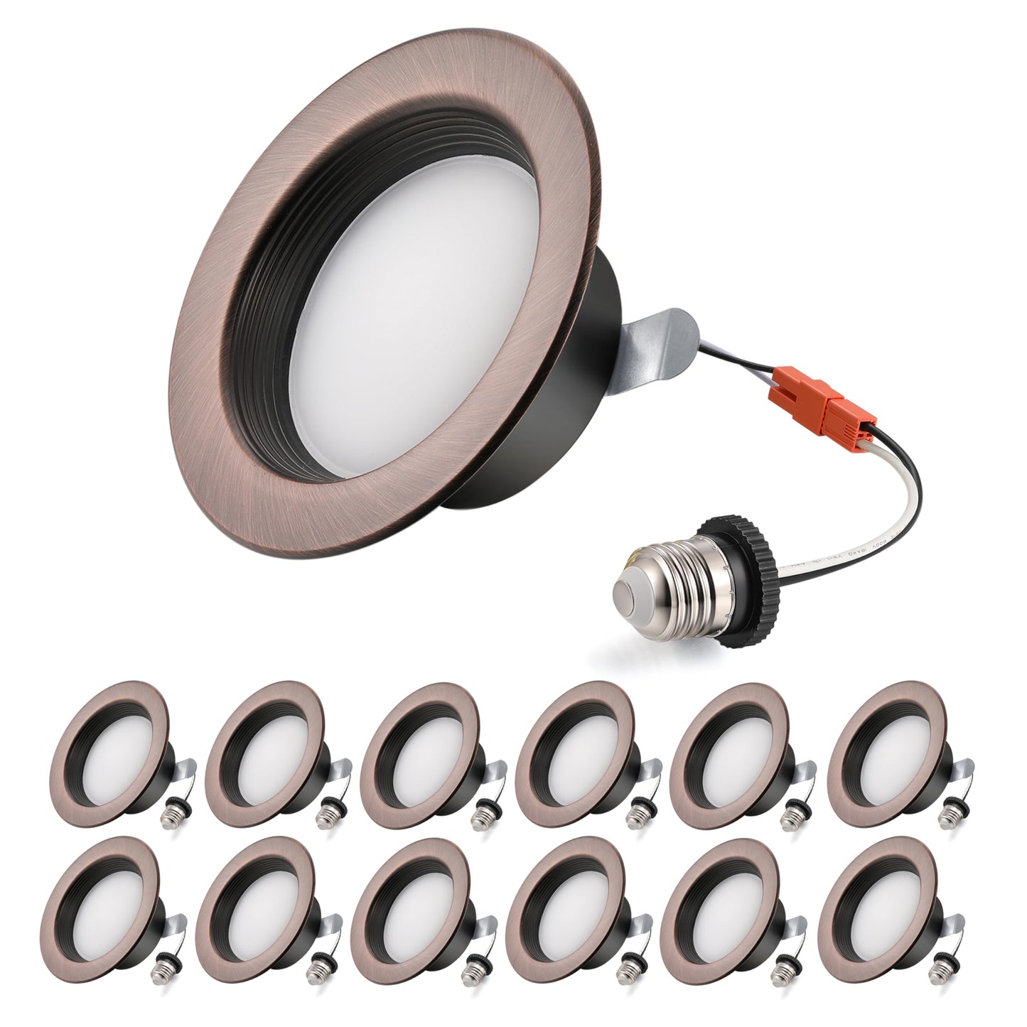 Wembanma 4-Inch LED Recessed Lights, Dimmable, Selectable CCT 2700K-6000K, 800LM, Oil-Rubbed Bronze,