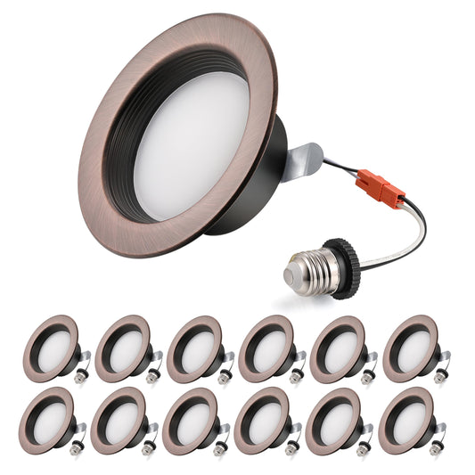 Wembanma 4-Inch LED Recessed Lights, Dimmable, Selectable CCT 2700K-6000K, 800LM, Oil-Rubbed Bronze,