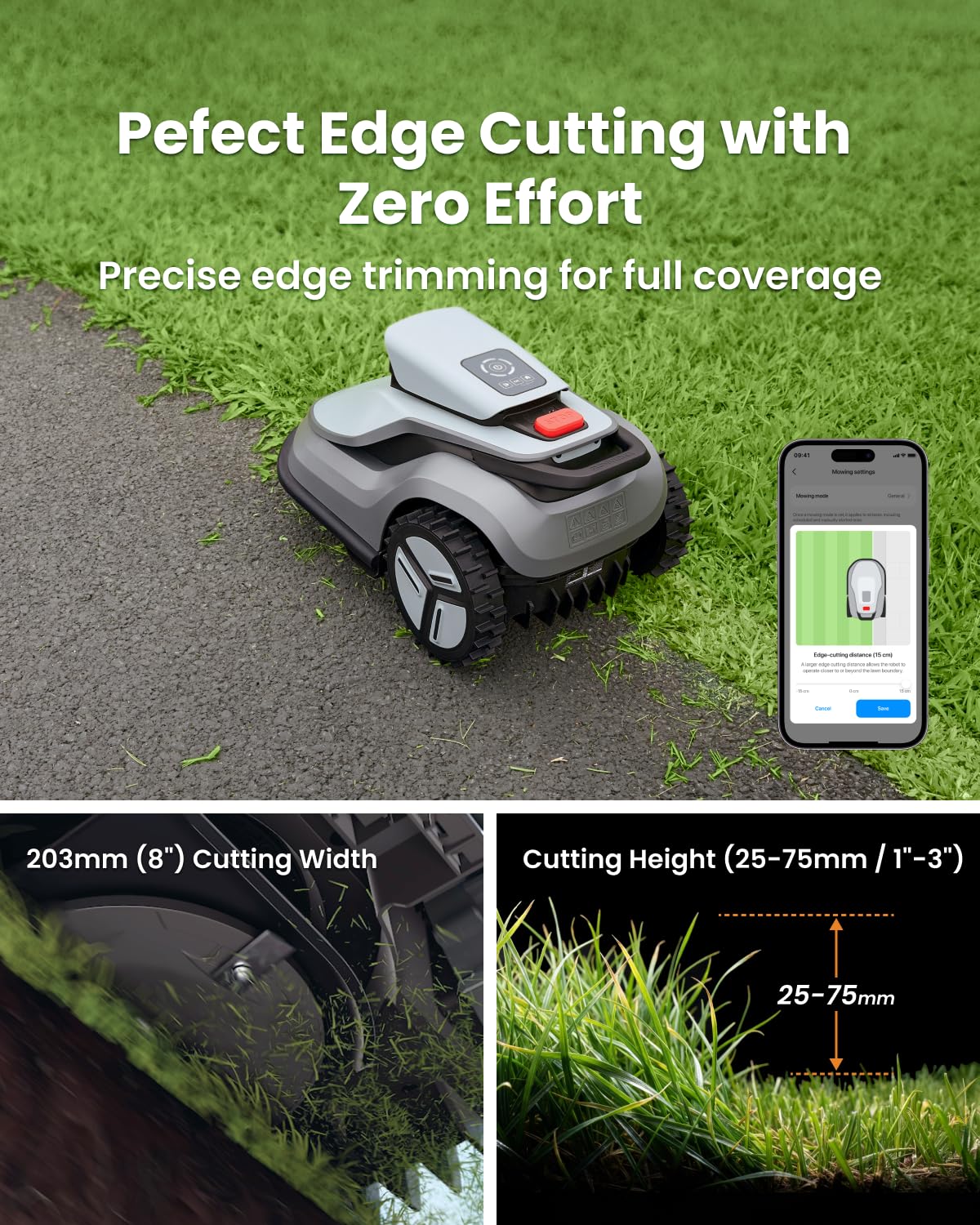 TerraMow V1000 Robotic Lawn Mower with Garage, Tri-AI Vision, No Wire/RTK/Signal Issues, Auto Mapping, Max 0.3 Acres, Vision Navigation, AI Obstacle Avoidance, 100% Hands-Free for Complex Gardens