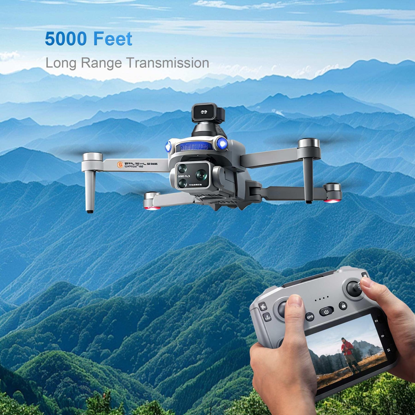 S119 4K Drone with Camera for Adults, GPS Auto Return, Obstacle Avoidance, Brushless Motor, 5G Screen Remote, 3 Batteries 75 Min Flight, Dual Camera 120° Wide-Angle, 2000M Range FPV Quadcopter (Gray)