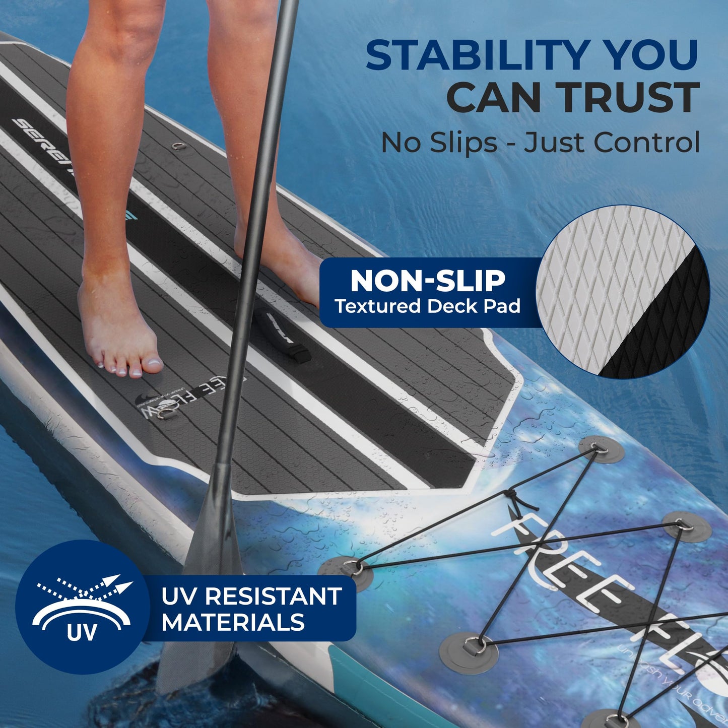 SereneLife 10’6” Inflatable Stand Up Paddle Board with Premium SUP Accessories - 32” Wide Stable Design with Non-Slip EVA Deck Pad, for Youth and Adults, 350 lbs. Capacity - Sport Red