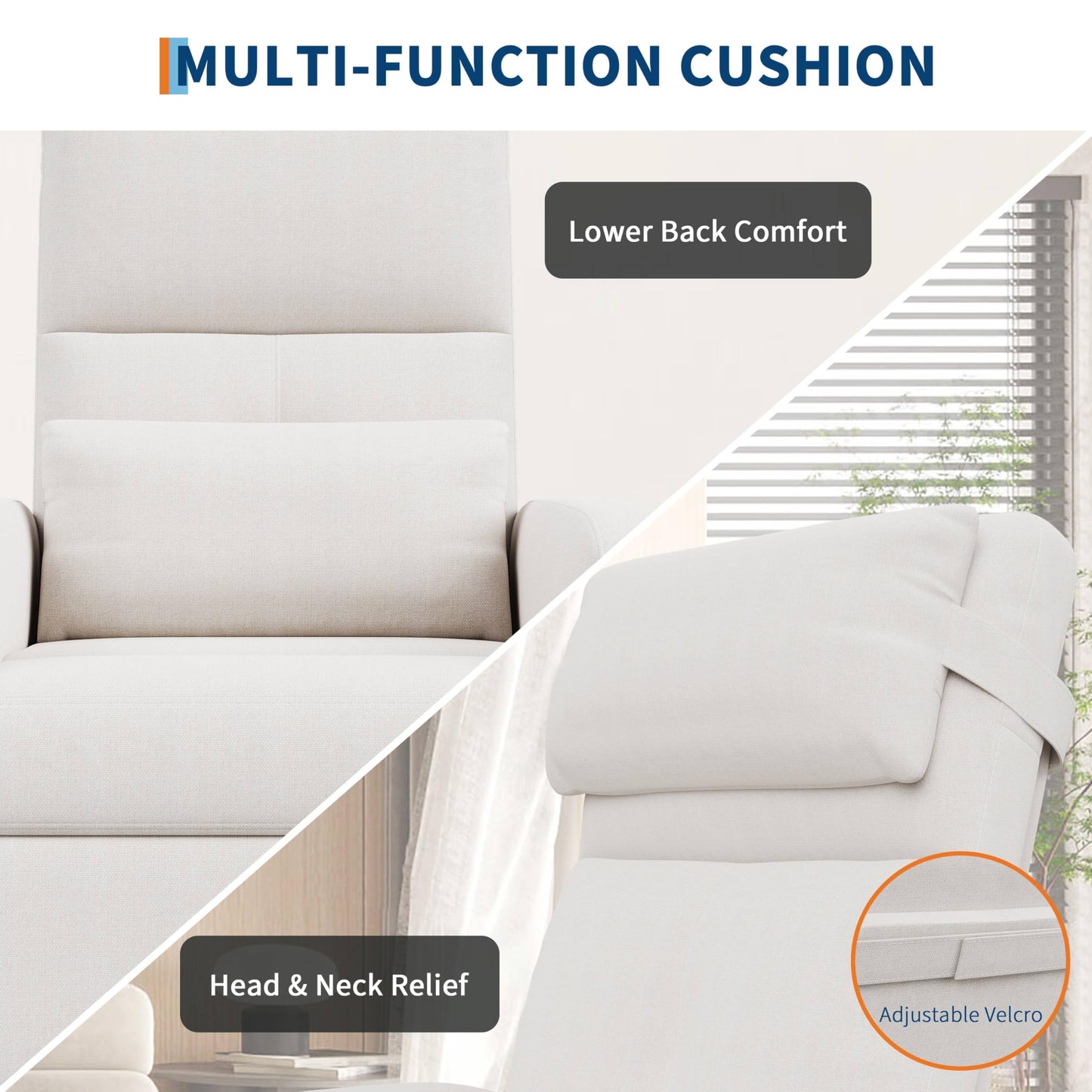 Power Recliner Chair, Adjustable Electric Reclining Chair for Adults, Overstuffed Tall Back Sofa with Padded Seat, 2 Side Pockets & USB Port, Home Theater Seating for Living Room - White