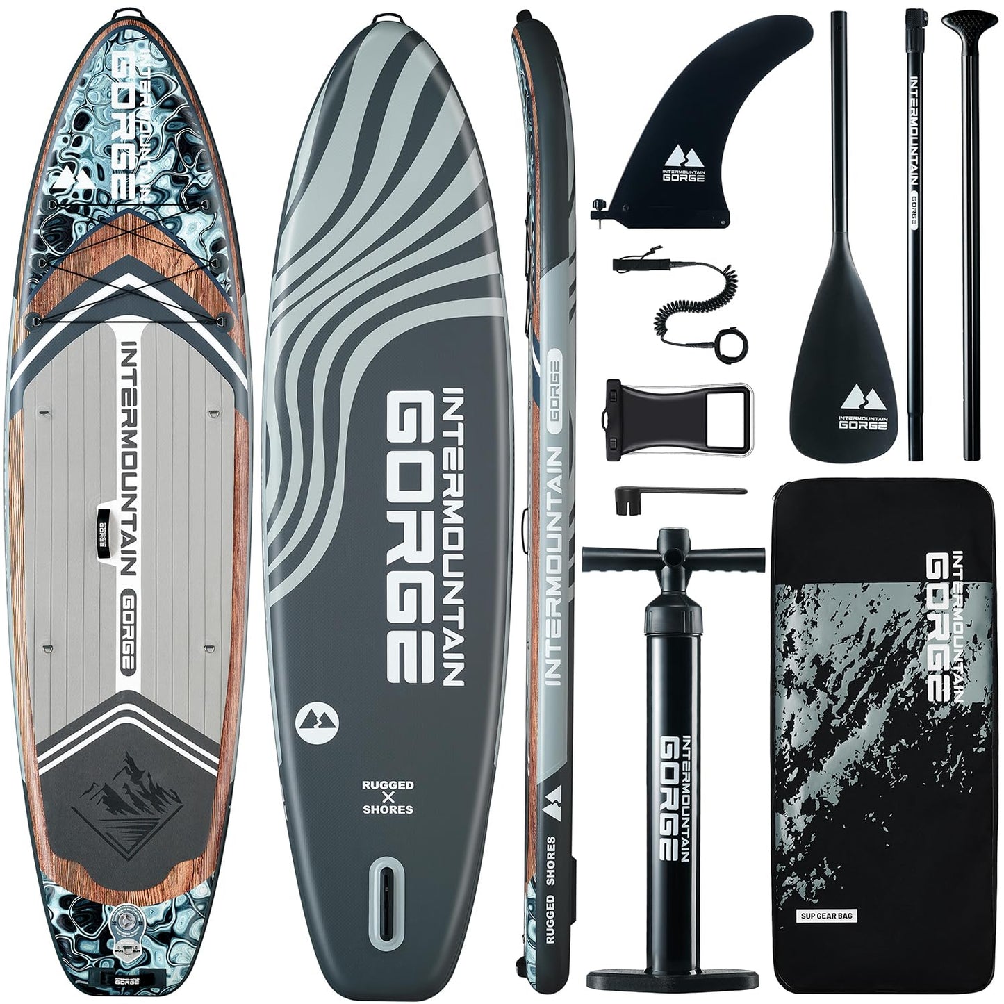 11'x34 Ultra Wide Inflatable Paddle Board, Stand Up Paddle Board &420lb Capacity for All Skill, Paddle Board for Yoga/Family, EVA Deck, US Fin, 100L Bag, High-Pressure Pump, Safety Leash