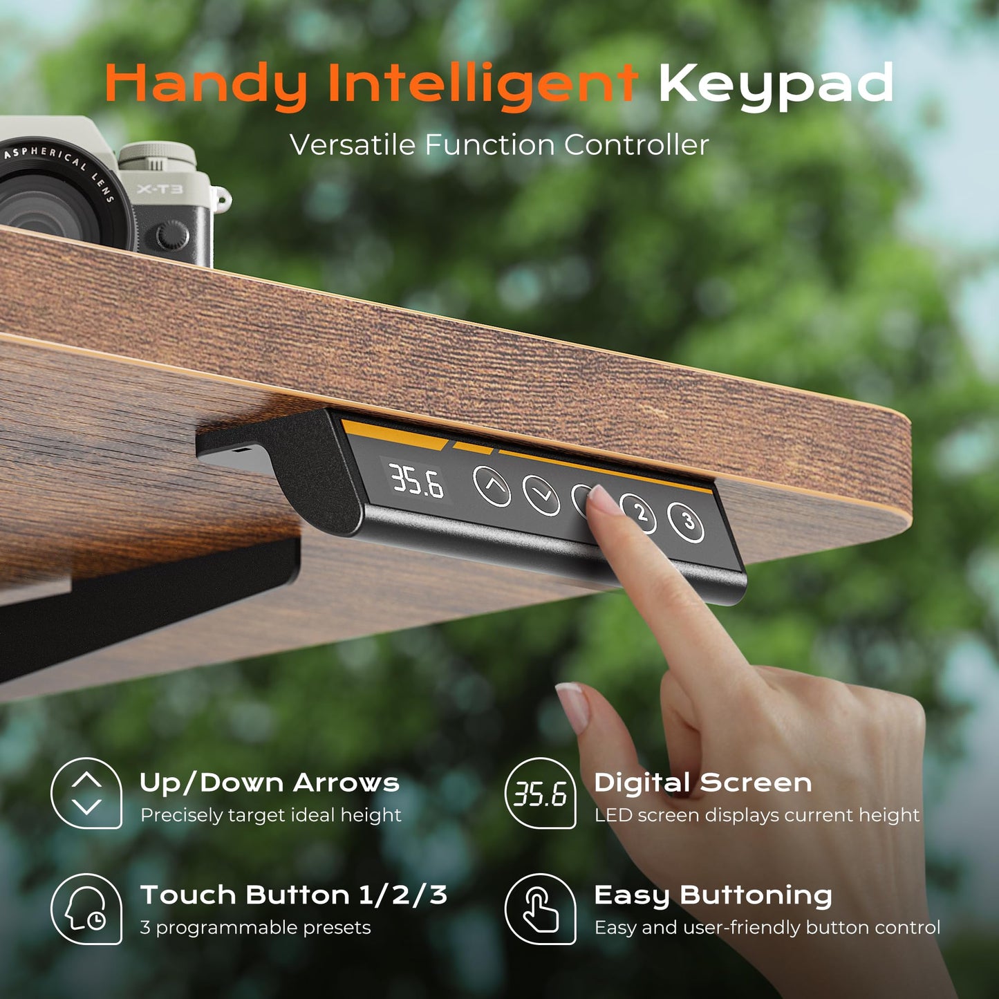 Huuger 71 x 30 Large Electric Standing Desk, Height Adjustable Computer Desk, 29.5" Deep Desktop, Stand up Gaming Office Table with 2 Hooks, 3 Preset Heights, for Home Office, Rustic Brown