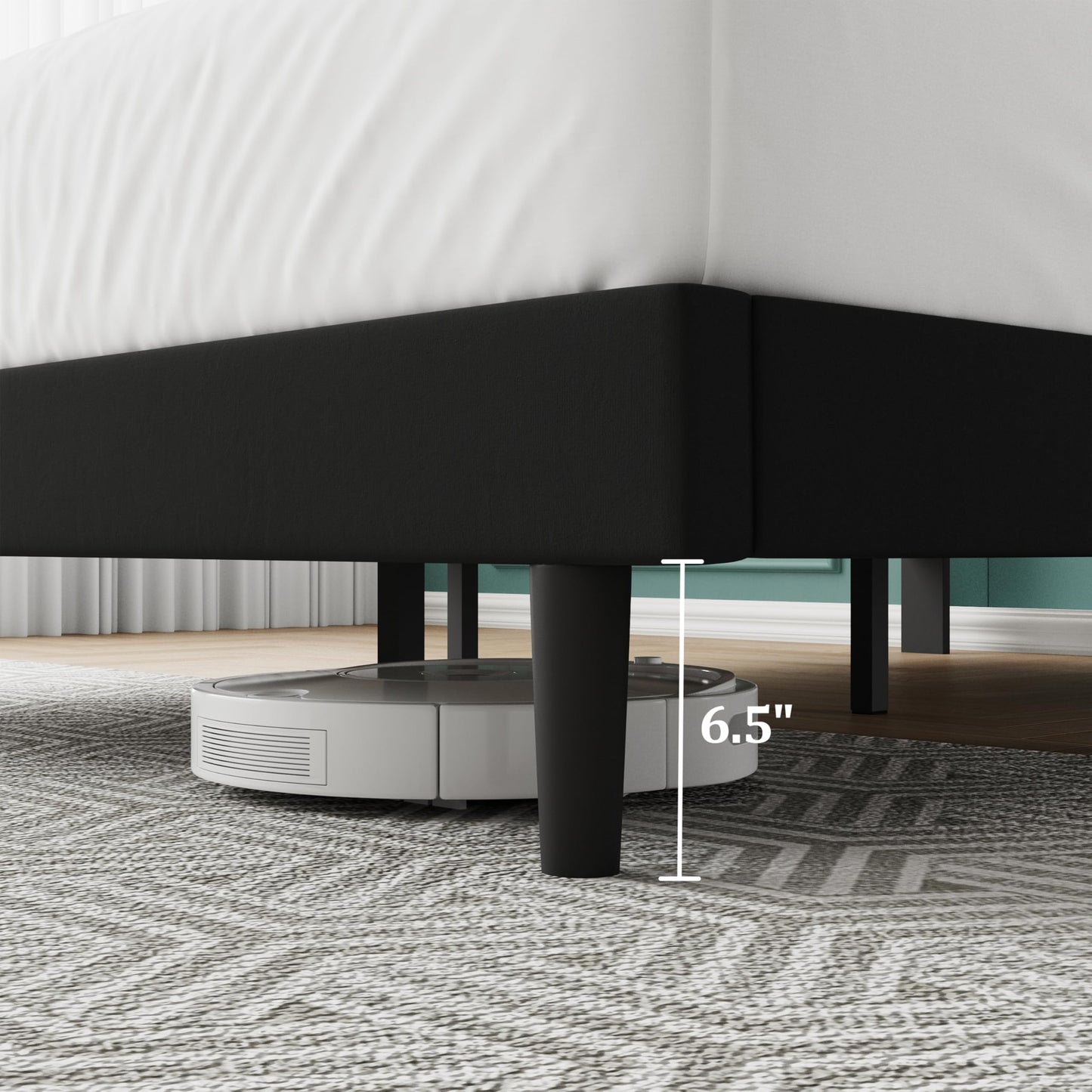 IOILORI Queen Size Bed Frame with Headboard, Queen Upholstered Bed Frame,Queen Platform Bed Frame, No Box Spring, Easy to Assemble,Black