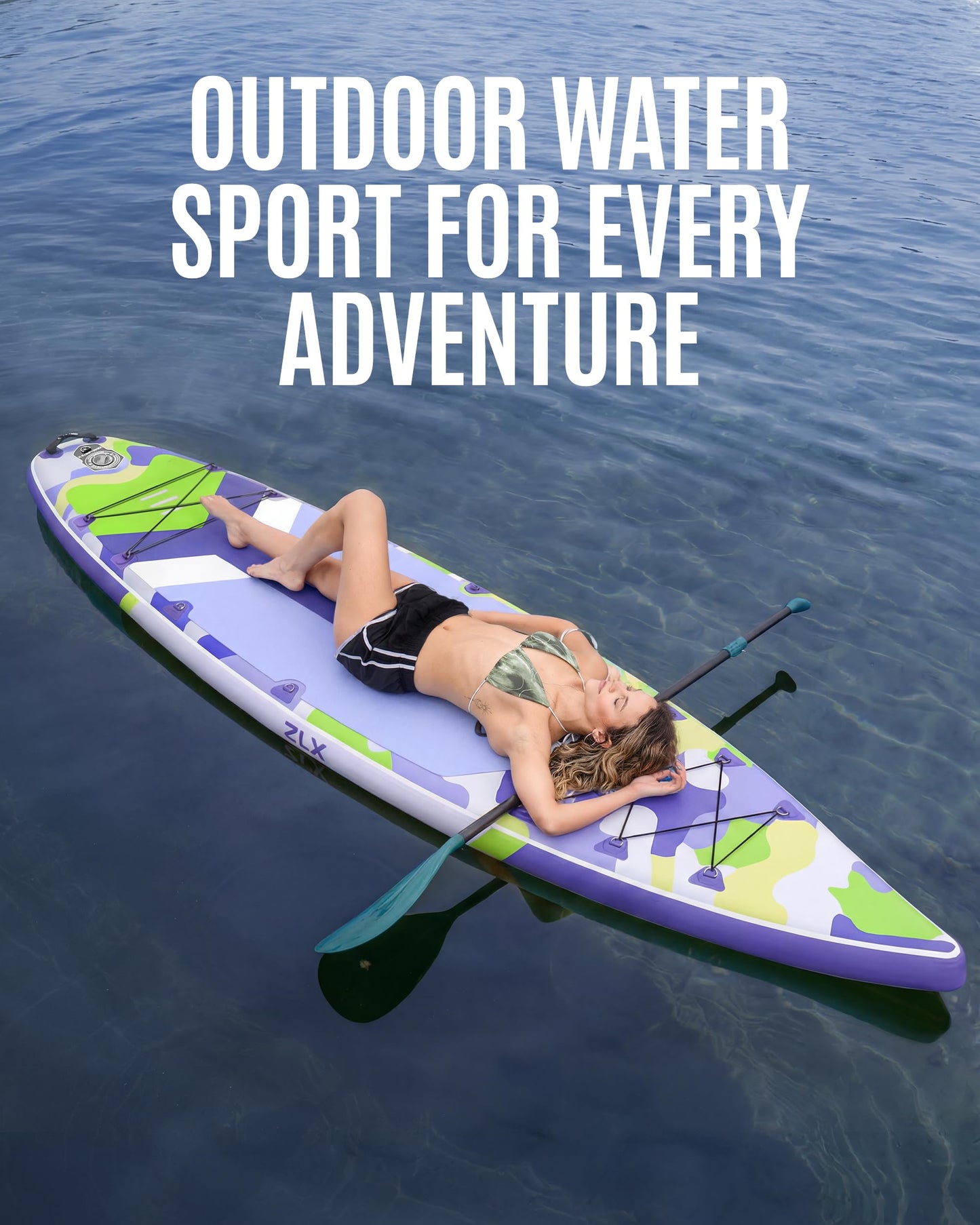 ZLX 11'6" Extra Wide Inflatable Paddle Board, Touring Stand Up Paddleboard, Fast-Tracking SUP for Long-Distance, Stable Center Fin, Portable Backpack & Accessories for Adults, 500lb/3 People/Family