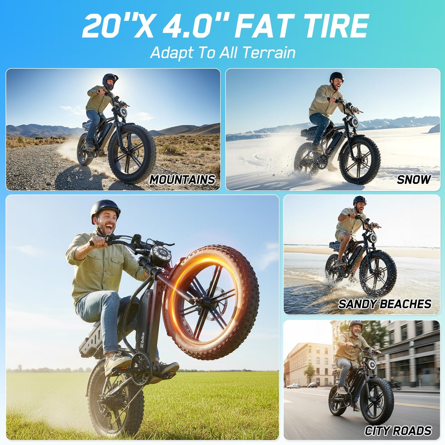 TS TST GRP LLC Electric Bike for Adults, 1500W Peak Motor Retro E Bike, Removable 48V 15Ah Battery, 20" x4.0 Fat Tire, 65Miles Range, Ebike with Suspension,for Commuting,Mountain,Off-Road, Black