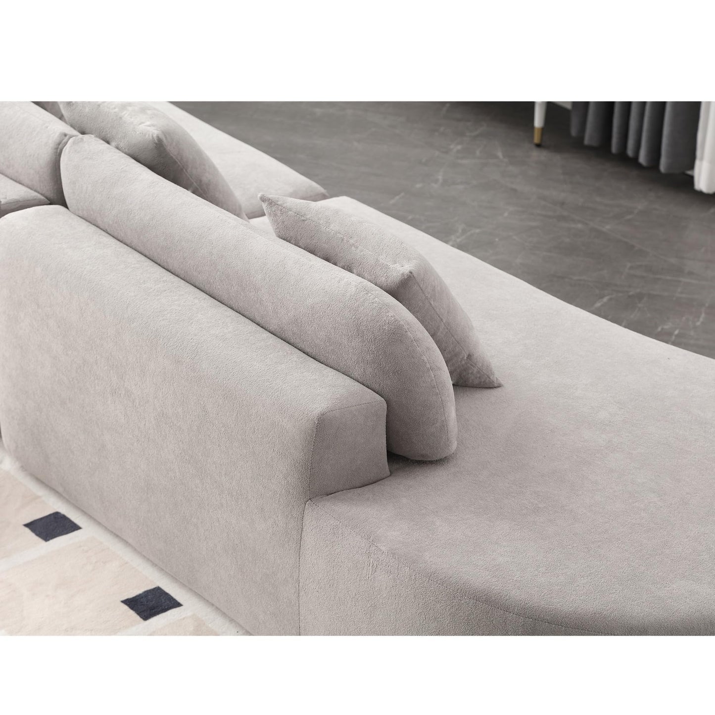 130.5-Inch Oversized Symmetrical Boneless Cloud Couch Modular Sectional Sofa Couch Deep Seat for Living Room, Curved Floor Foam Cloud Sectional Sofa with 3 Toss Pillows