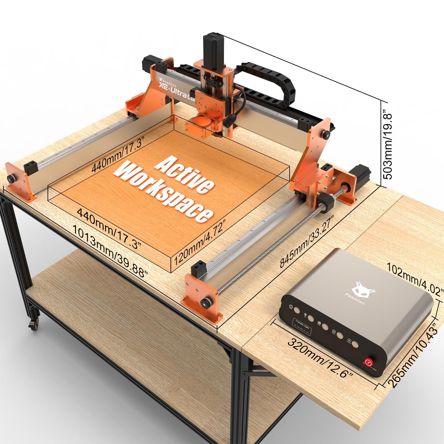 FoxAlien XE-Ultra Core Desktop CNC Router Machine, 17x17in Active Area with NEMA 23 Closed-Loop Stepper Motor, Large Benchtop Engraving & Milling Machine for Wood, Aluminum, Carbon Fiber DIY Projects