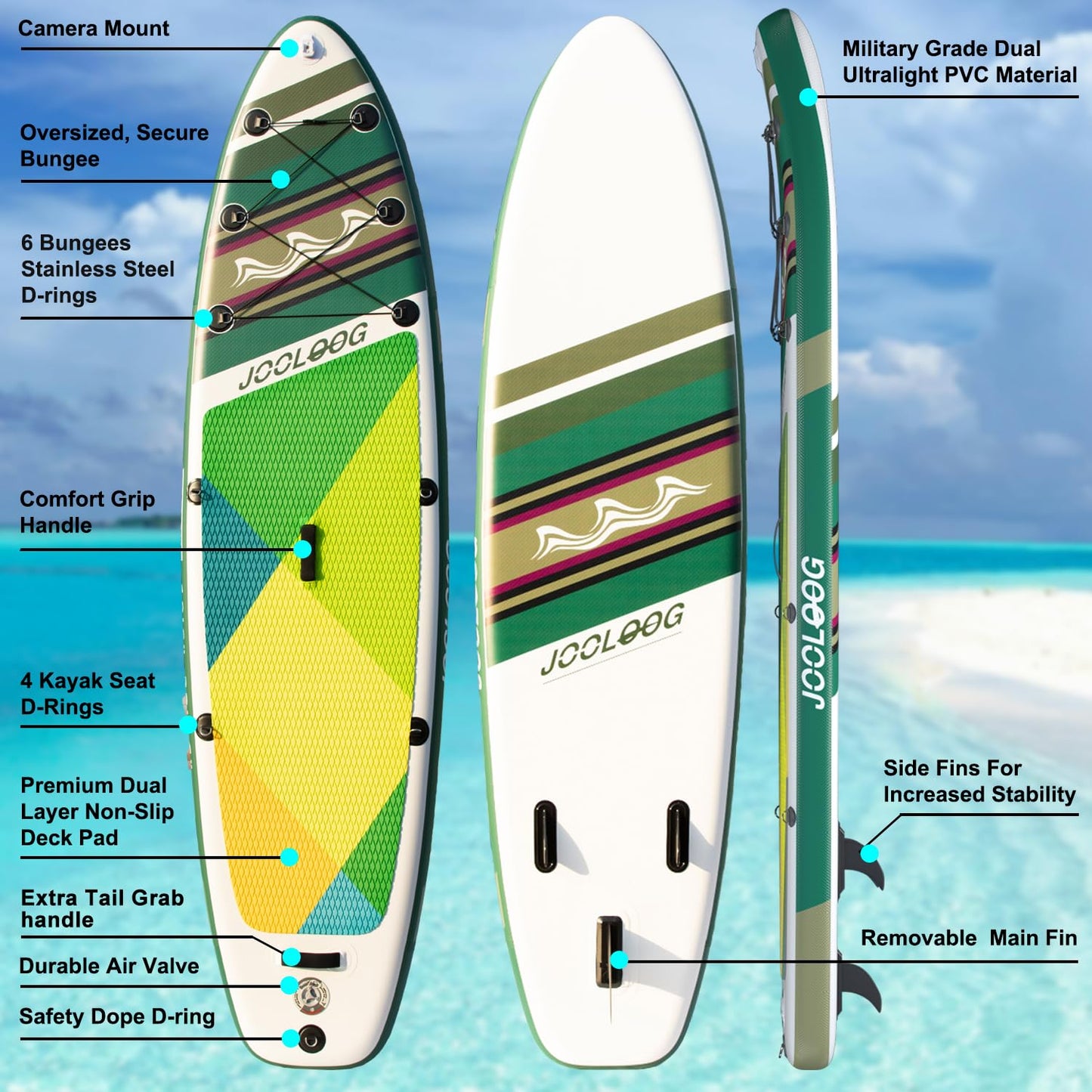 Inflatable Stand Up Paddle Board with Seat, 10'6" SUP 440LBS, Recreational Paddleboard for Adults Beginners, Blow Up Paddle Board with Fishing Design, Camera Mount, Cooler Bag & Full Accessories