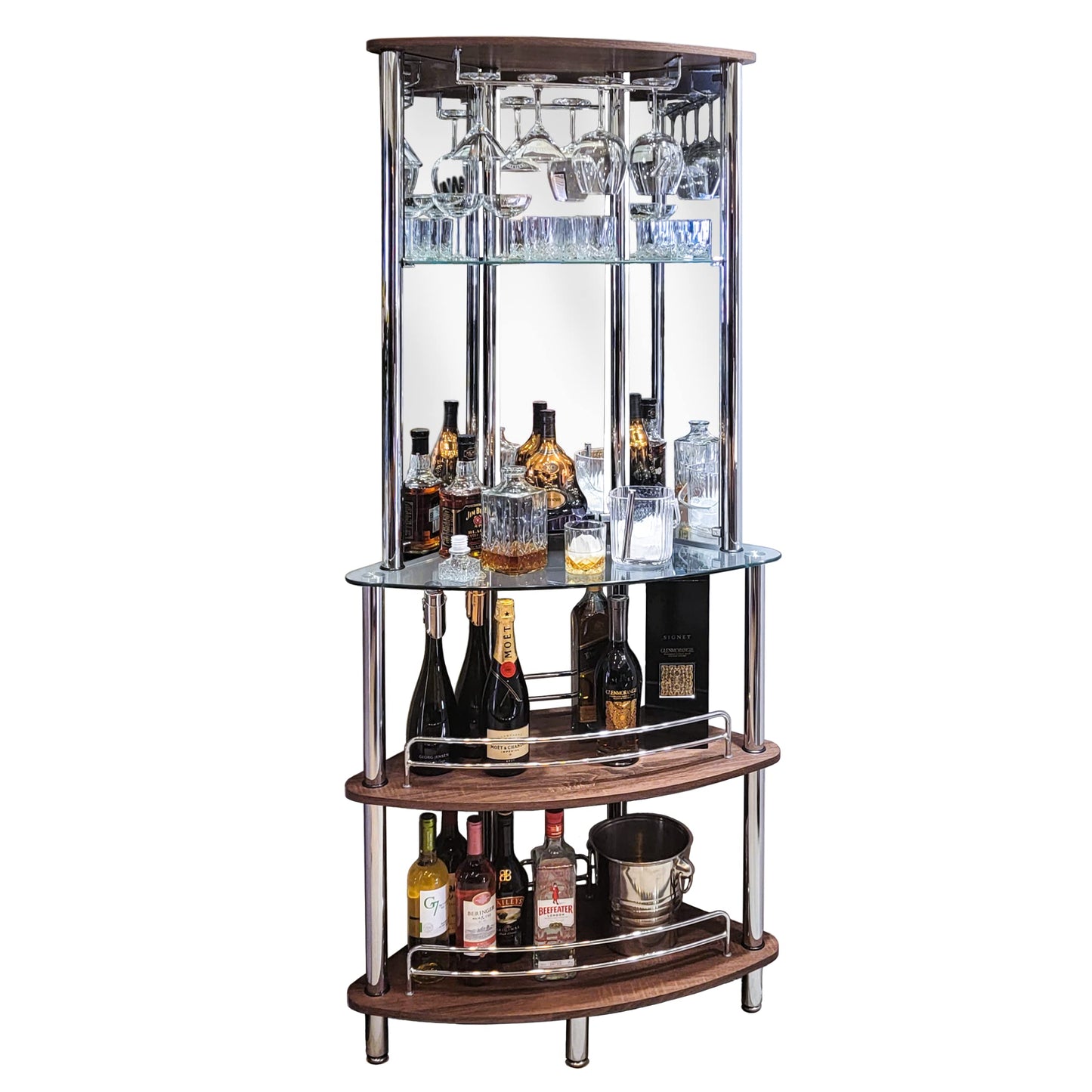 Mango Steam Contemporary Modern Home Entertainment Liquor Bar Catalina Table (Tower Bar, Clear and Brown)