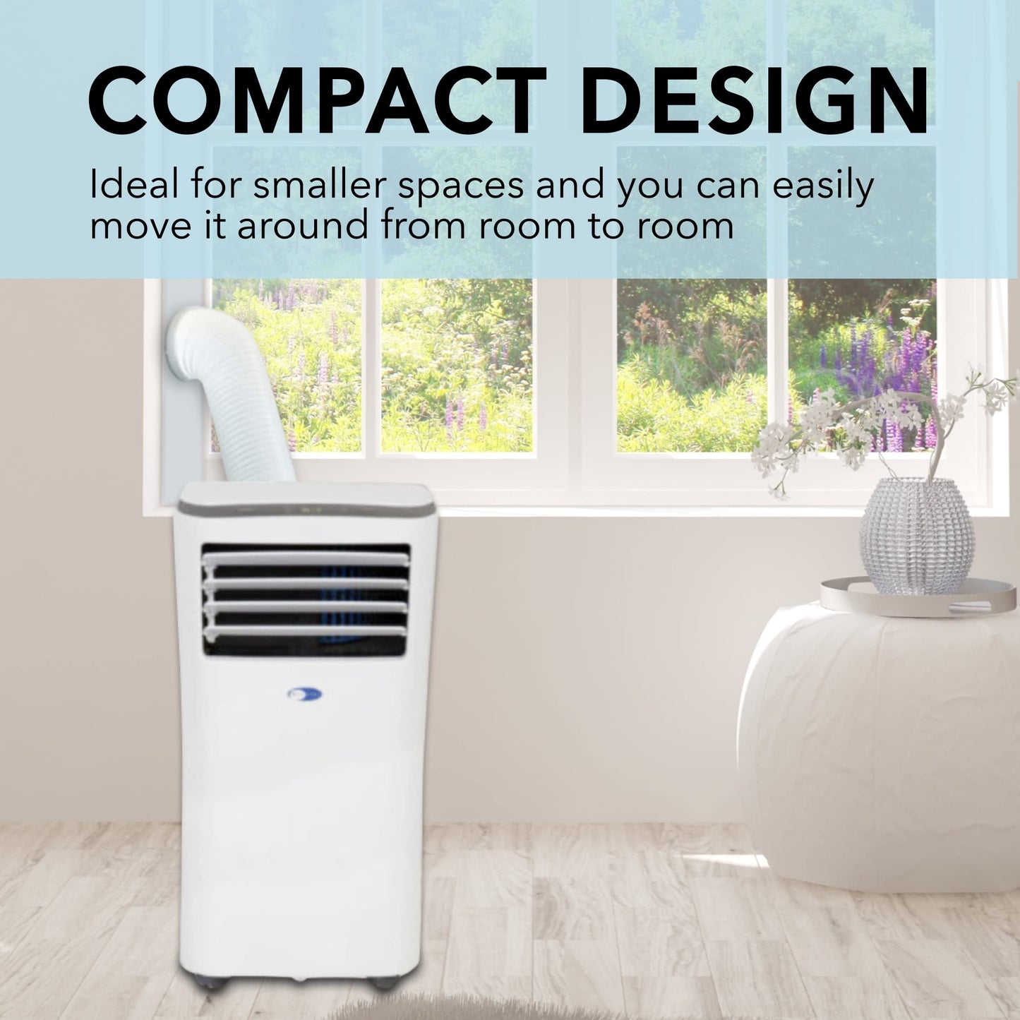 Whynter Portable Air Conditioner 10,000 BTU with Dehumidifier & Cooling Fan for 300 Sq. Ft. Rooms, Includes AC Unit Window Kit, ARC-102CS (7,000 BTU SACC), White