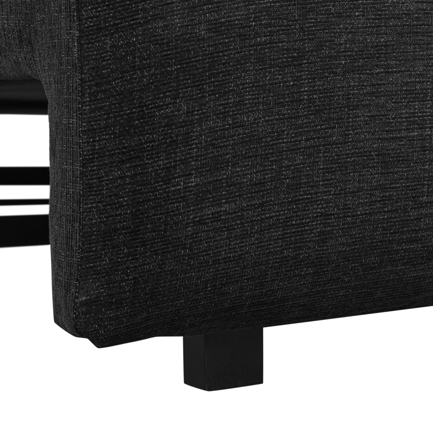 Serta Glendale 90.2" Queen Size Wall-Hugging Convertible Sofa, Dreamcoil Comfort, Chenille Fabric, Black