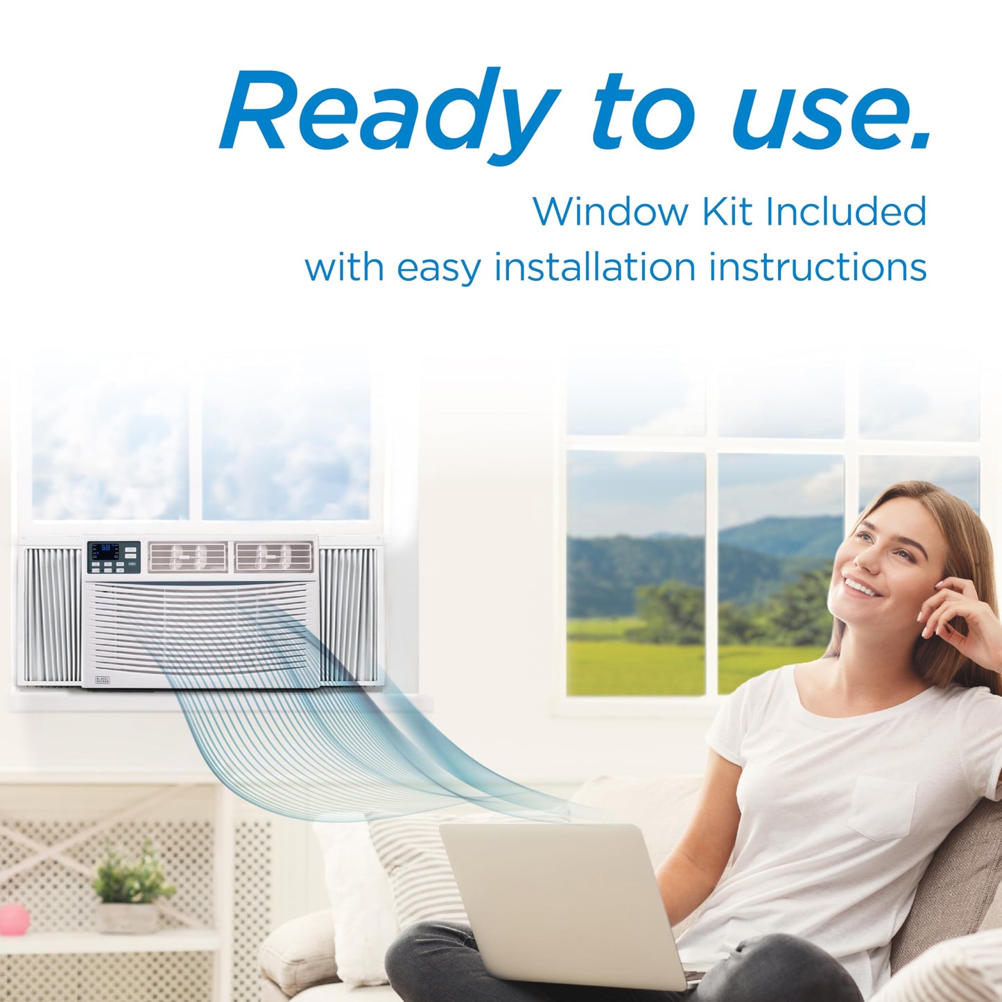 BLACK+DECKER Window Air Conditioner 12,000 BTU, AC Window Unit Cools Up to 550 Square Feet, AC Unit with Remote Control, 3 Cooling Speeds and Fan Only Function, BWAC12WTB, White