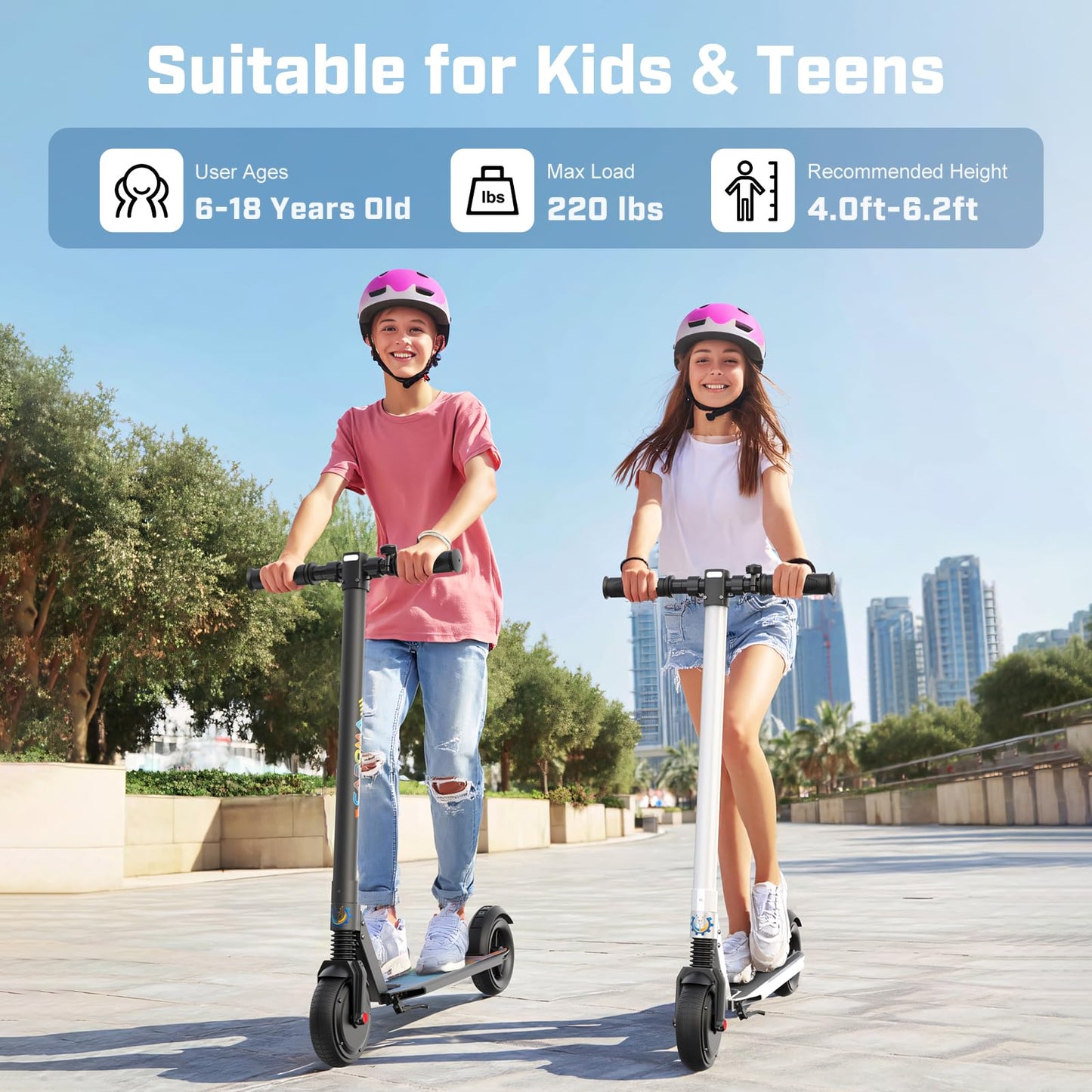 Caroma Electric Scooters - Electric Scooter for Adults, 450W Peak Motor, 16 Max MPH, 15-21 Miles Range, Lightweight Foldable E-Scooter
