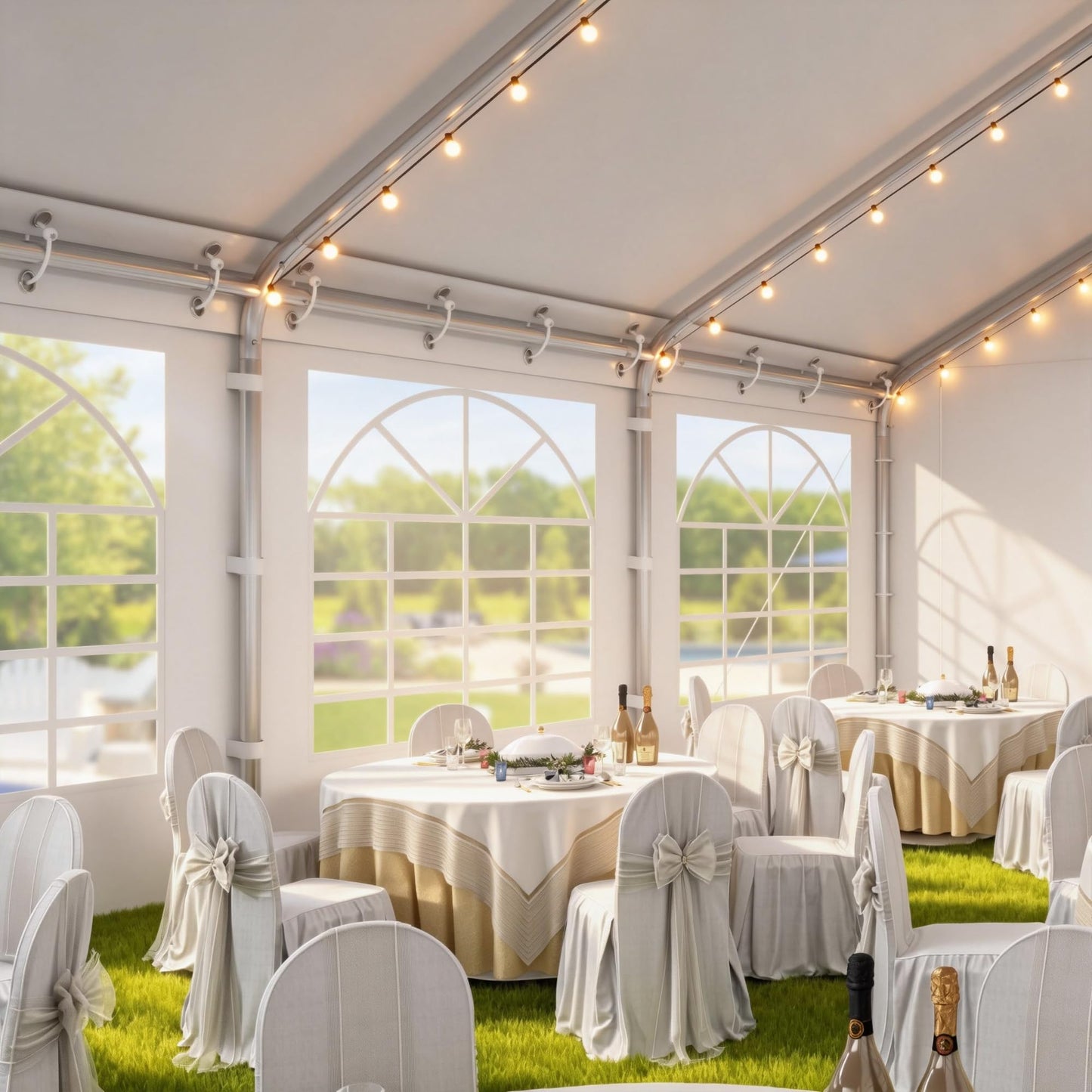 DWVO 20x40ft Party Tent Outdoor Heavy Duty Wedding Event Shelters Galvanized Canopy with Upgraded Large Roof, Removable PVC Sidewalls, White