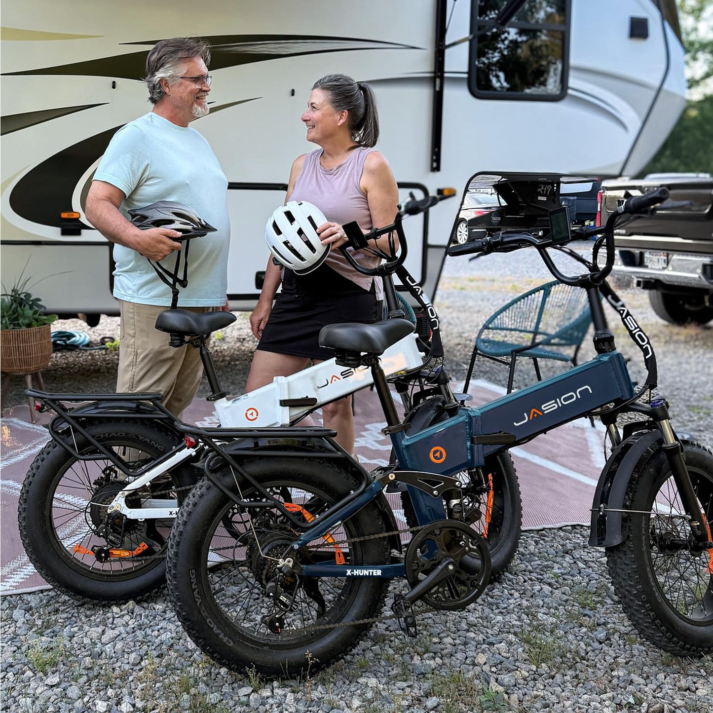 Jasion X-Hunter Foldable Electric Bike, 70+Miles 30MPH Max Speed, 1400W Peak Motor, 624WH Removable Battery, 20″*4 Fat Tire Bicycle for Adult, 7-Speed & Full Suspension EBike for Commute,Snow,Mountain