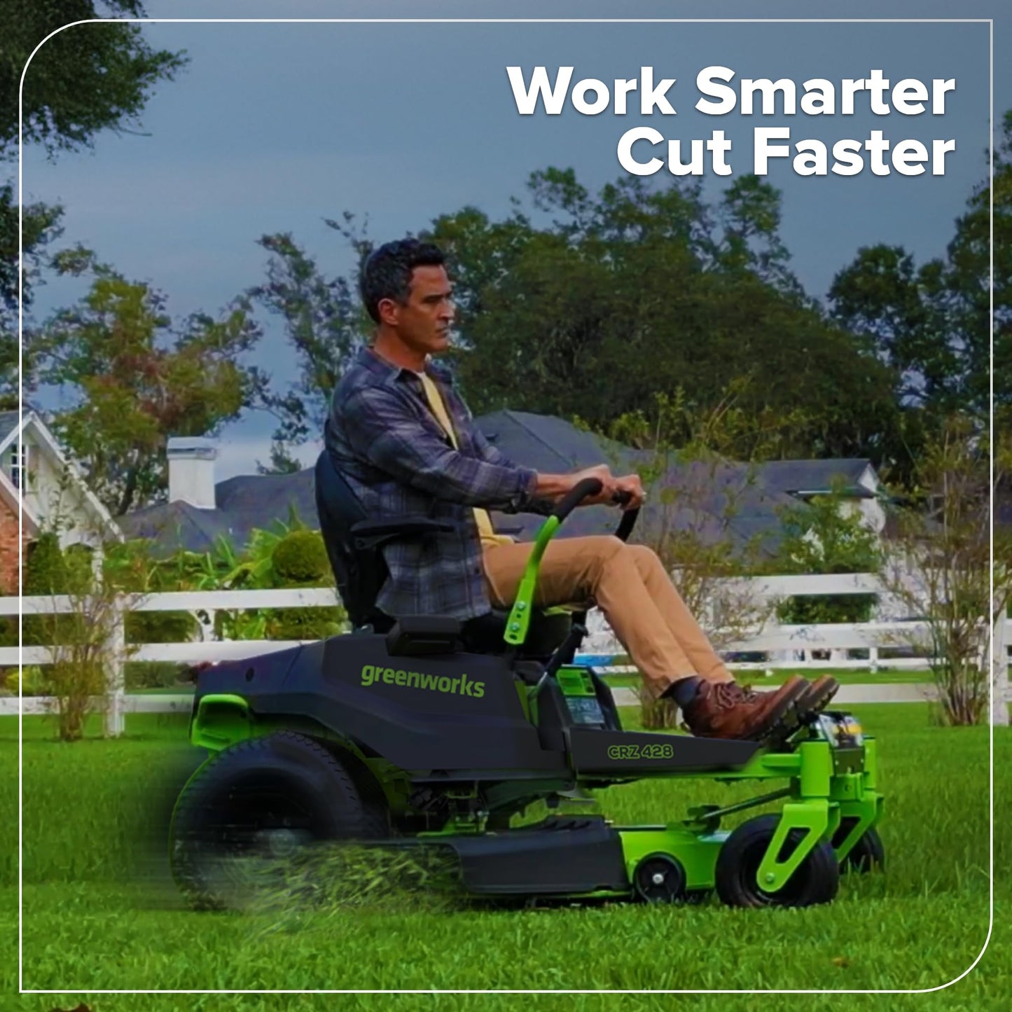 Greenworks 80V 42" CrossoverZ Zero Turn Riding Lawn Mower, (6) 6.0Ah Batteries and 600W Charger
