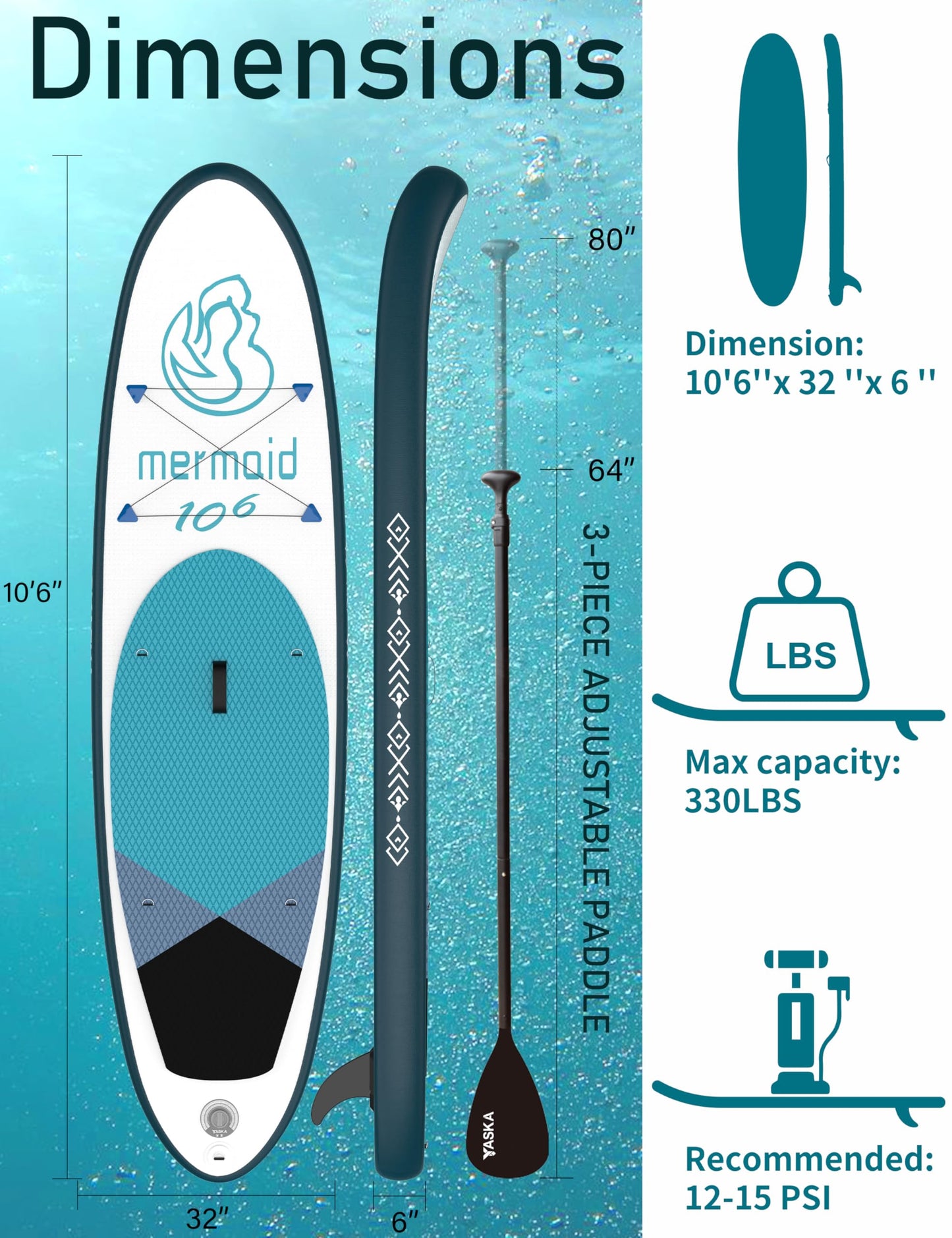 Inflatable Stand up Paddle Board with Premium SUP Accessories,Ultra-Light Non-Slip Comfort Deck Paddleboard for Beginner Adults Yoga Fishing