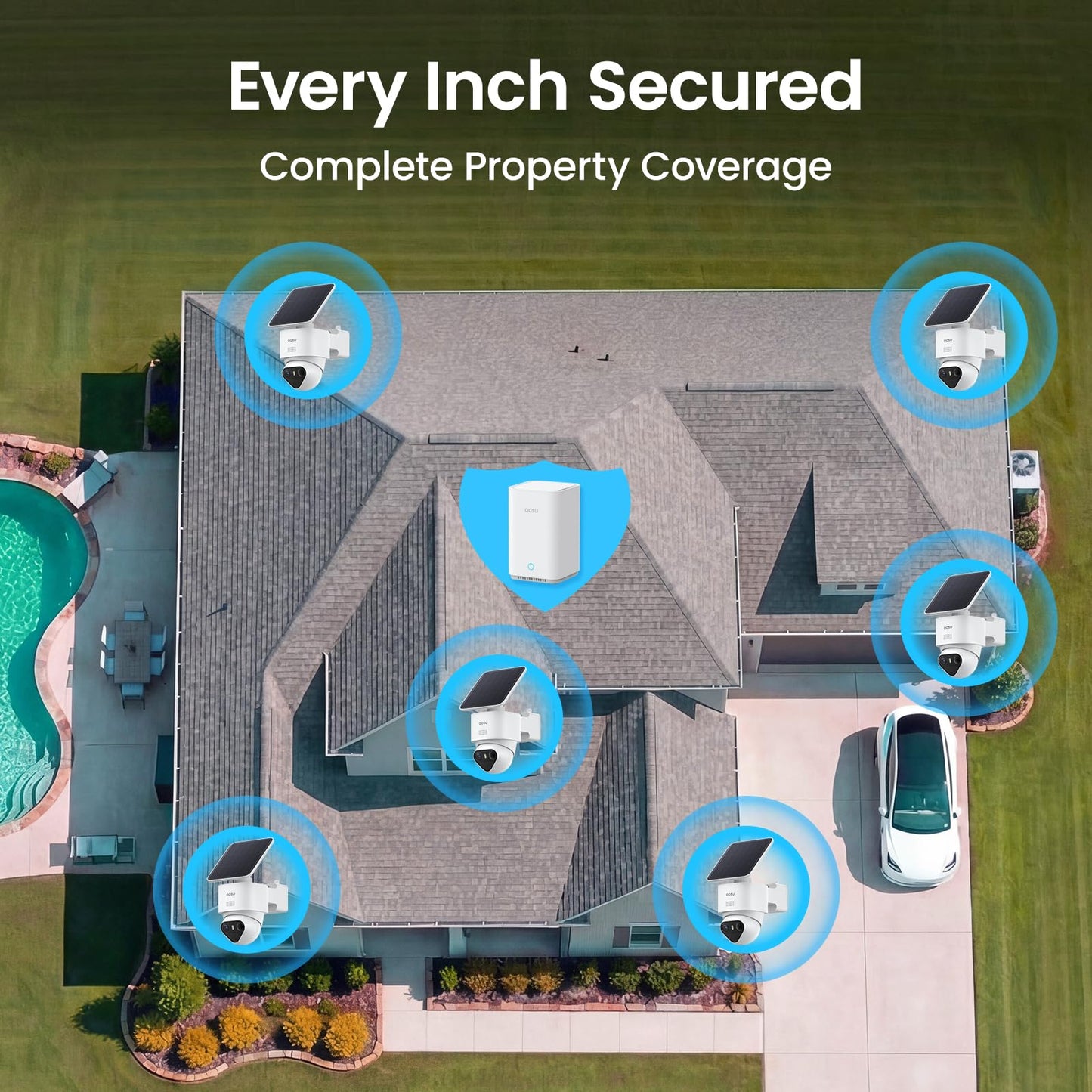 aosu T2 Ultra 4K Security Cameras Wireless Outdoor, 6 Cam Kit, Smart Home Security System with TrueColor Night Vision, AI Recognition & 360° Motion Tracking, Solar Power, Expandable 1TB Local Storage