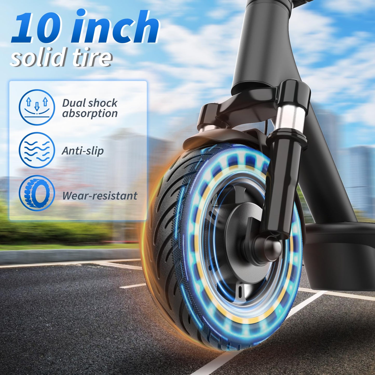 VOLPAM Electric Scooter with 8.5"/10" Solid Tire, 350W/500W Powerful Motor & 19/22 MPH Top Speed, 16-28 Miles Long Range, Folding E Scooter Choice