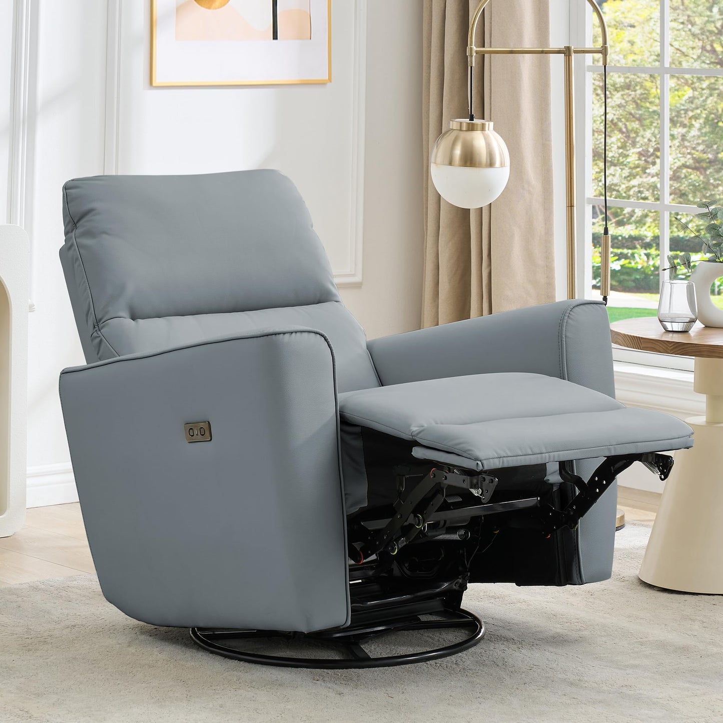 Garvee Power Swivel Glider Recliner Chair with USB Port & Lumbar Support – Effortless Rocking, Recline & Comfort for Living Room, Nursery & Home Theater