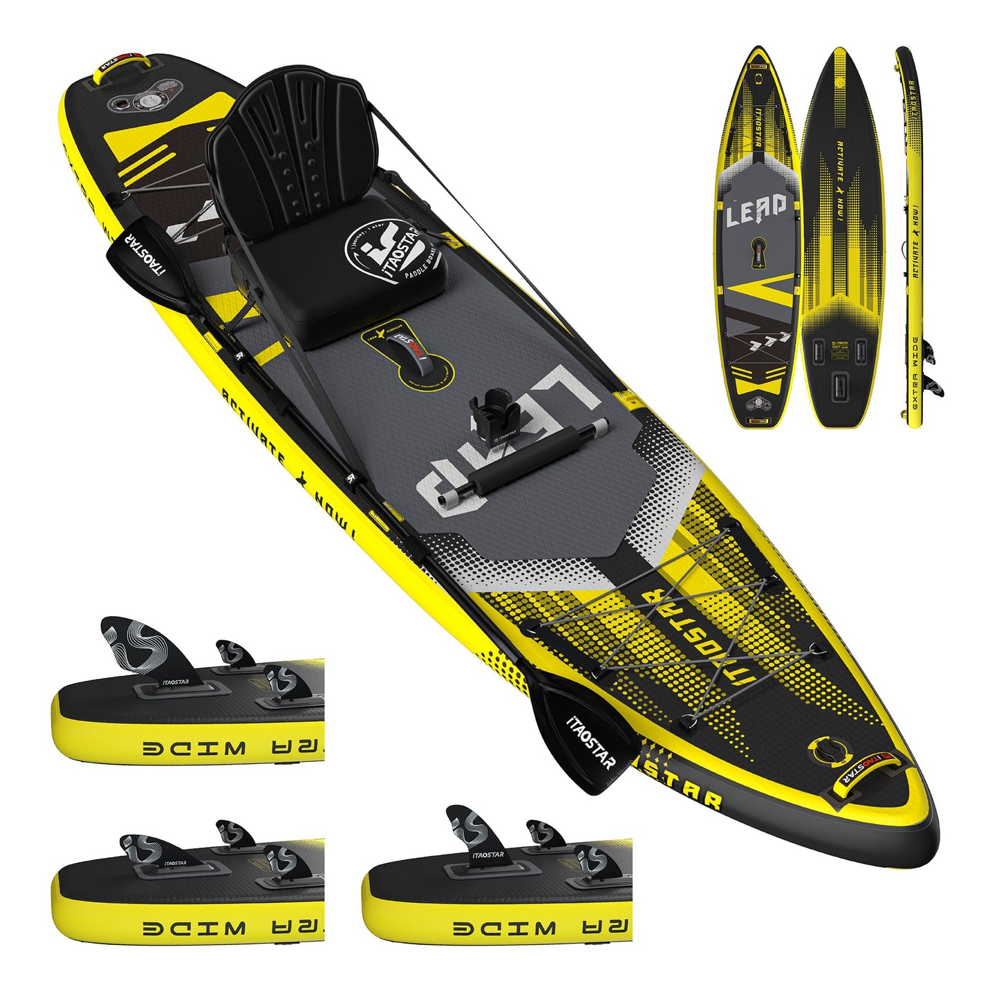 iTAOSTAR Lead 12' × 35" Inflatable Stand Up Paddle Board with Seat, Extra Wide SUP Board with 5 Fins Stable Design for Familly, Youth, All Skill Levels, Lakes, Oceans & Fishing