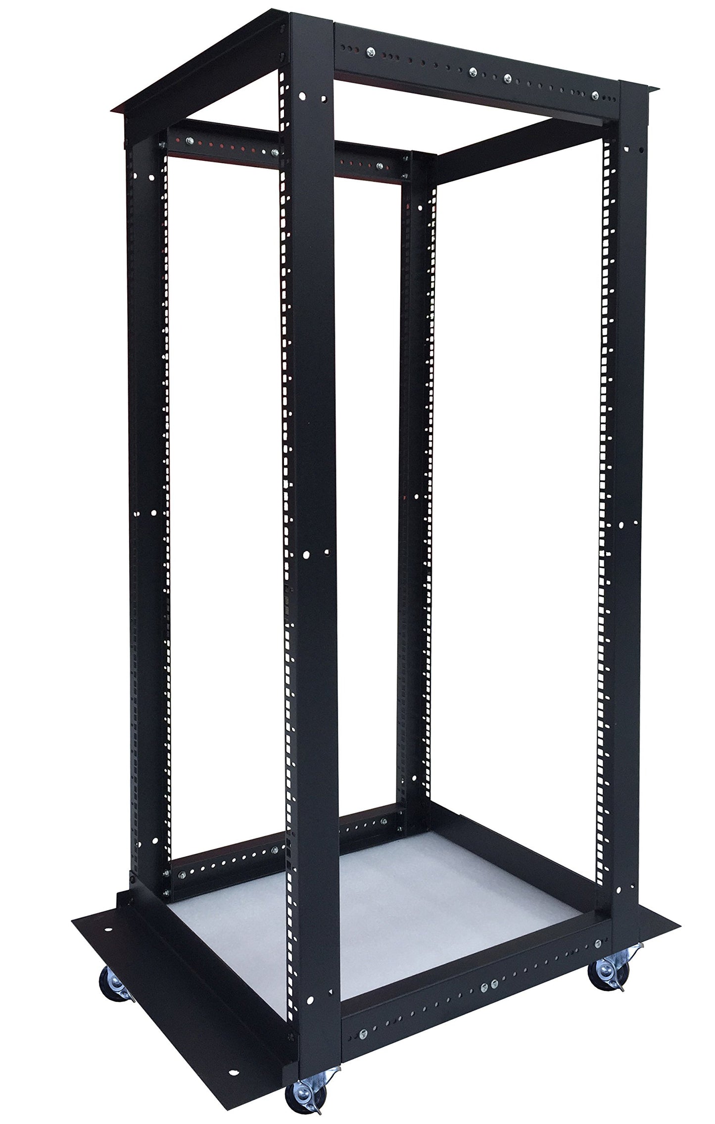 32U 4-Post Open Frame Server Rack – Adjustable Depth 24"–37", 19" Network Equipment Rack with Square Mounting Holes, Floor Standing Steel Rack for IT, AV & Telecom