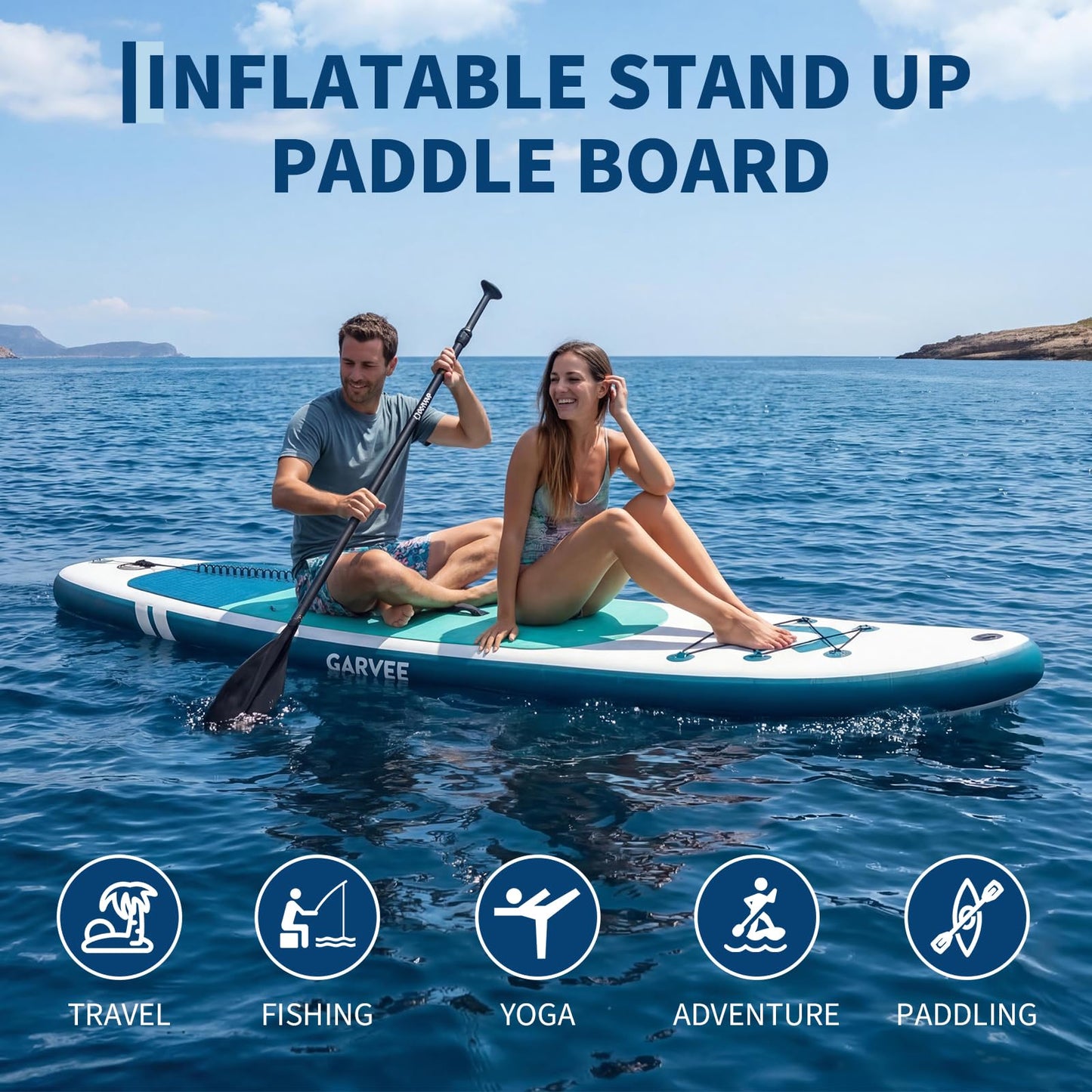 Ultra Lightweight Inflatable Rise Paddle Board Paddle Board – Stable & Durable Anti-Slip Deck, Max Load 150kg, Ideal for Surfing, Fishing, Yoga, Beginners