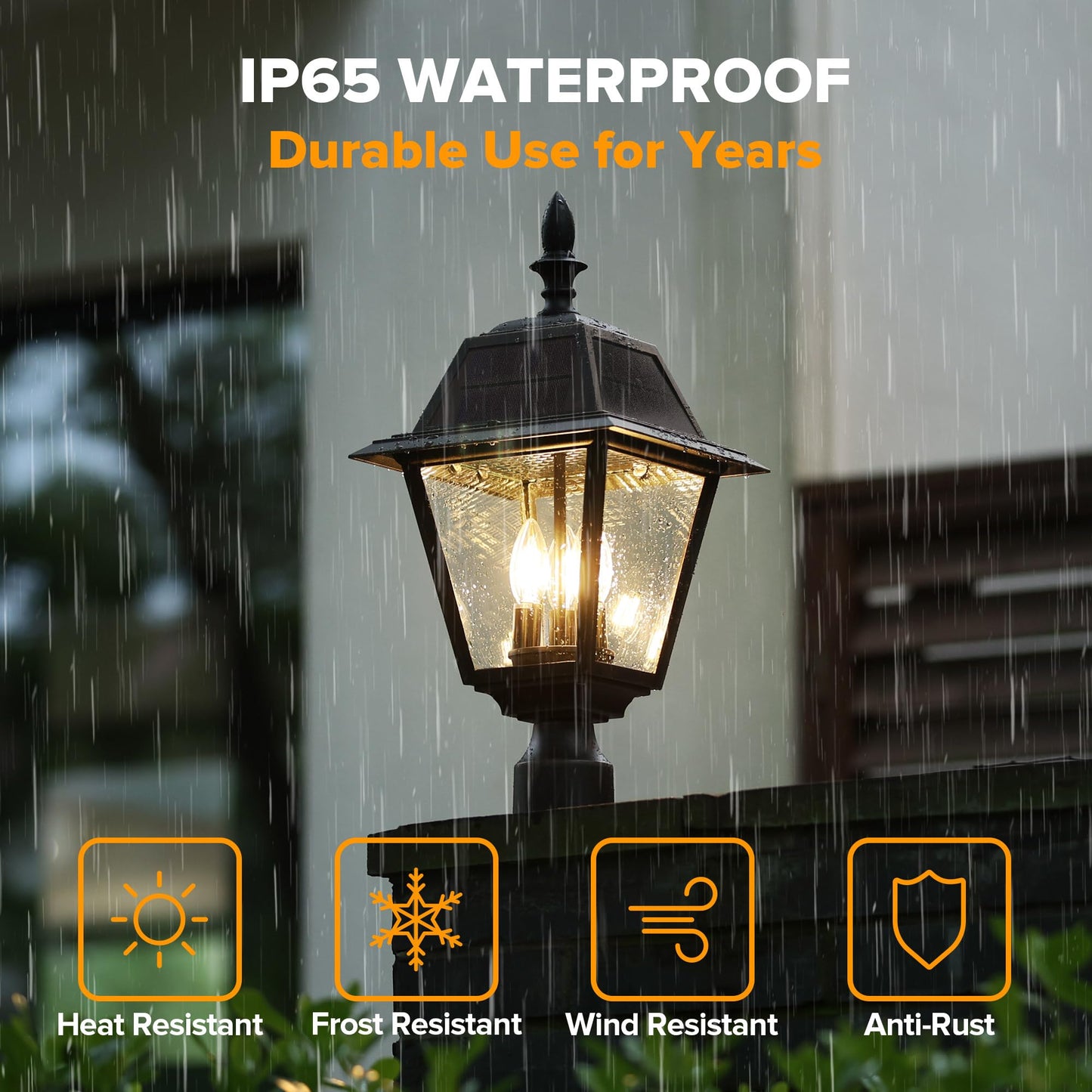 LUTEC Outdoor Solar Lamp Post Light, Dusk to Dawn, 300LM, Waterproof, Brown, Model 6936704213