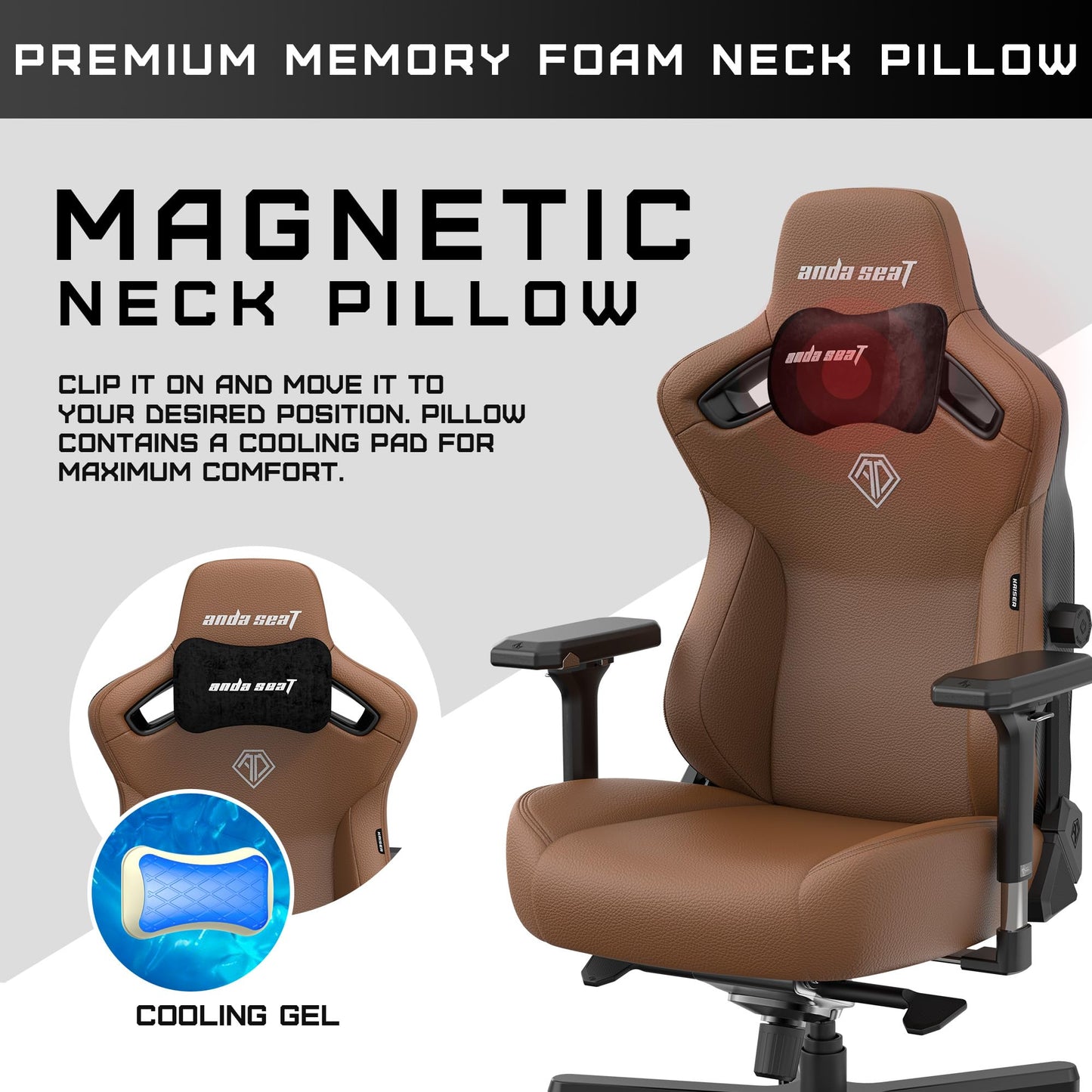 Anda Seat Kaiser 3 XL Gaming Chairs for Adults - Ergonomic Brown PVC Leather Gaming Chair with Lumbar Support, Comfortable Office Seat with Neck Support - Heavy Duty Wide Gamer Seat