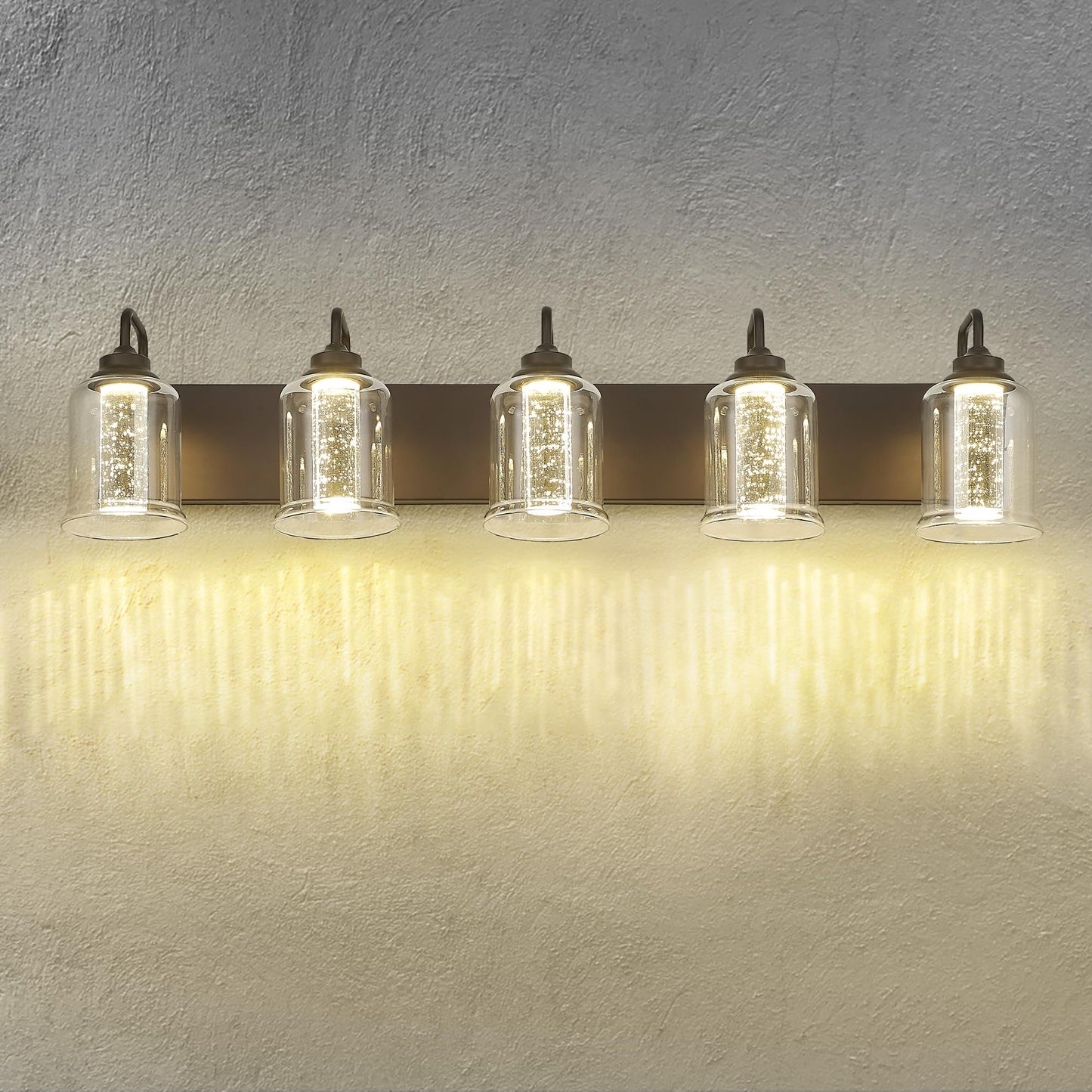 zeyu 25W LED Bathroom Vanity Lighting Fixture, 5-Light, Oil Rubbed Bronze, Crystal Bubble Glass, Model ZSL72B-5W LED ORB-1