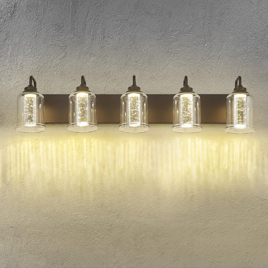 zeyu 25W LED Bathroom Vanity Lighting Fixture, 5-Light, Oil Rubbed Bronze, Crystal Bubble Glass, Model ZSL72B-5W LED ORB-1