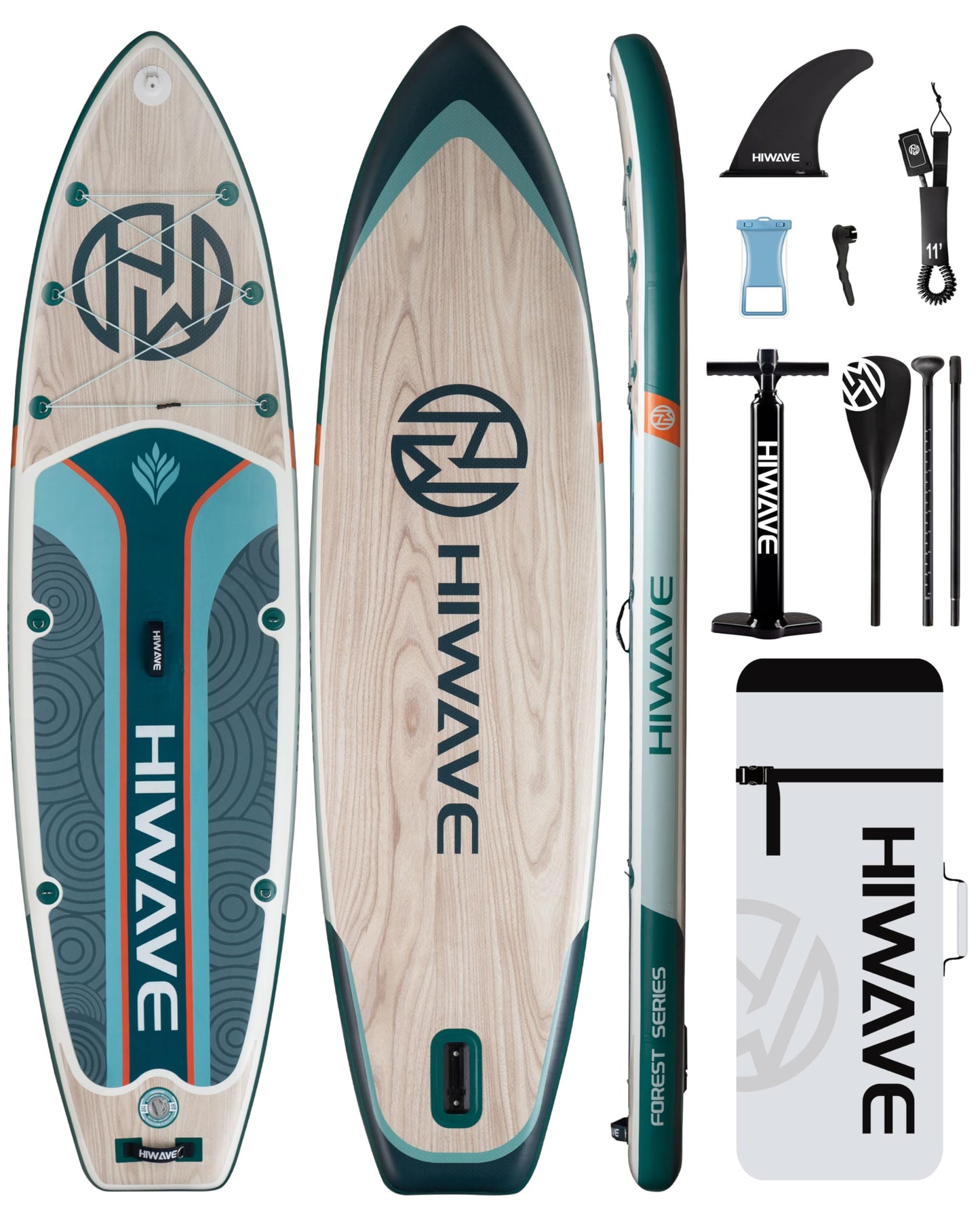 Hiwave Inflatable Stand Up Paddle Board 11’*34”*6” Sup Board,420lbs Capicity, Pet Friendly Paddle Board for Ocean&Lake, w/3pcs Adjustable Paddle