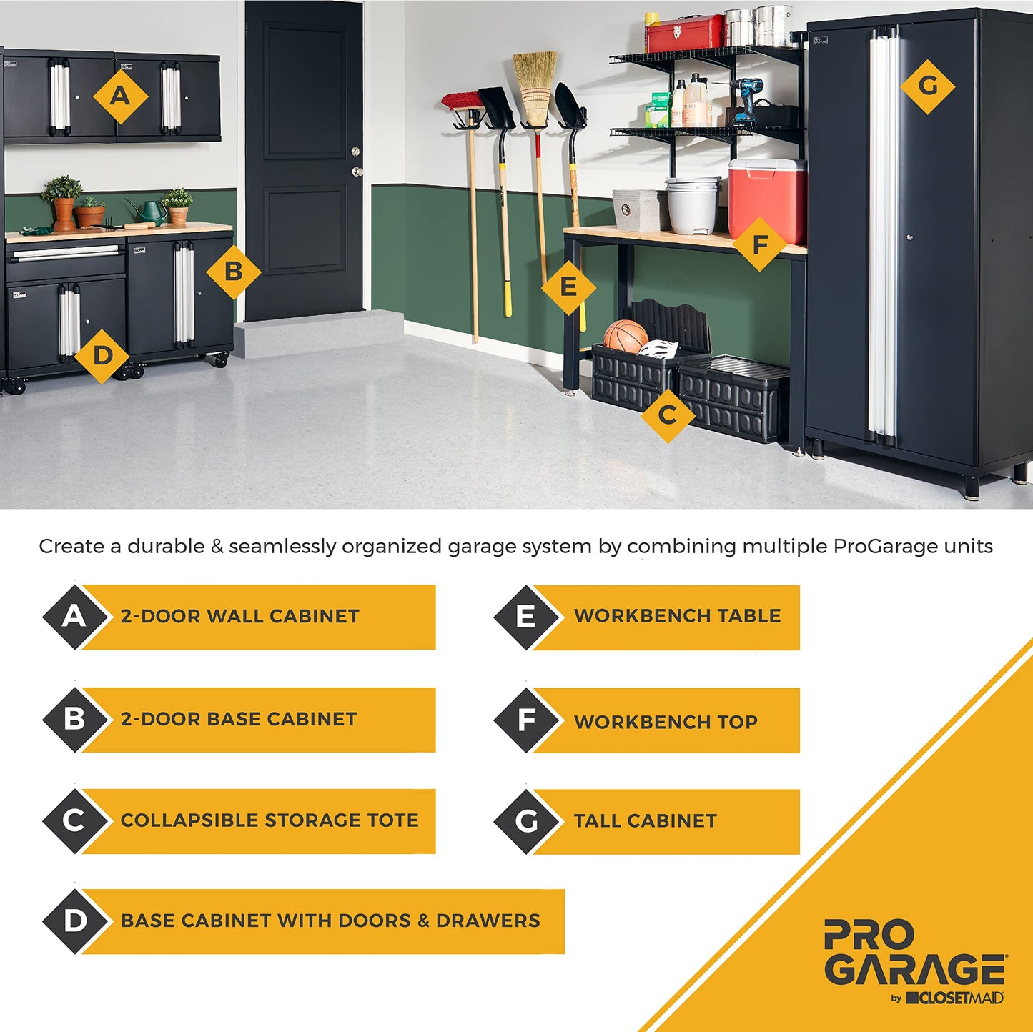 ClosetMaid ProGarage Base Cabinet with Wheels, Drawer, Two Doors, Lock and Shelf, for Garage Storage, Heavy Duty Steel, Black