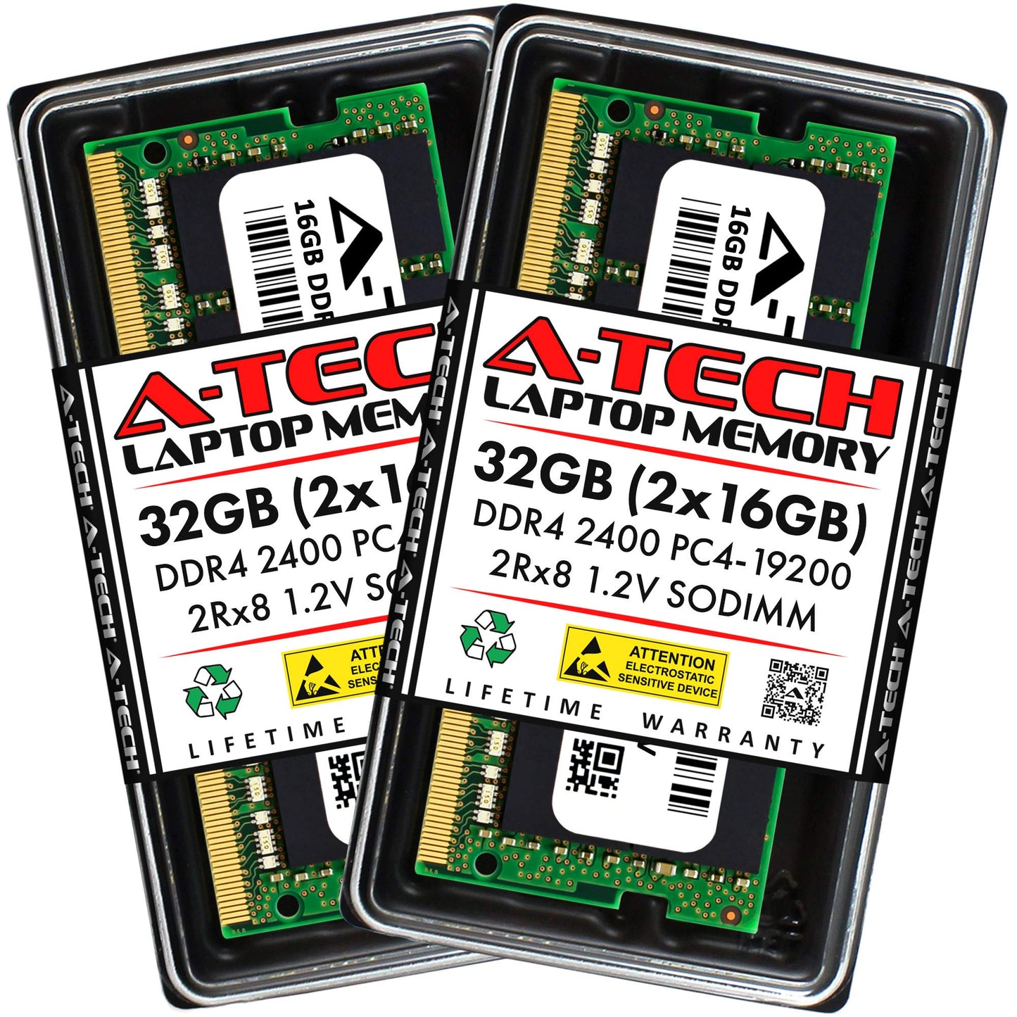 A-Tech 32GB Kit (2x16GB) RAM for QNAP TS-873AeU-RP NAS | DDR4 2400MHz PC4-19200 SODIMM 2Rx8 1.2V 260-Pin Non-ECC SO-DIMM Memory Upgrade