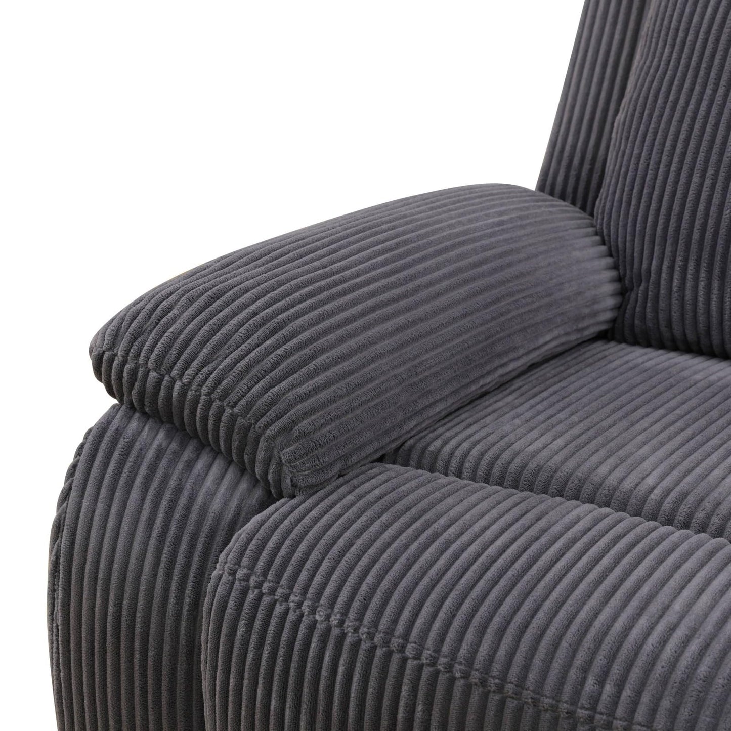 UOCFYK Recliner Sectional Sofa Set, L-Shaped Reclining Couch with 2 Recliner Seats, Reclining Corner Couches with Cup Holder and Storage Console for Home Theater & Living Room, Grey