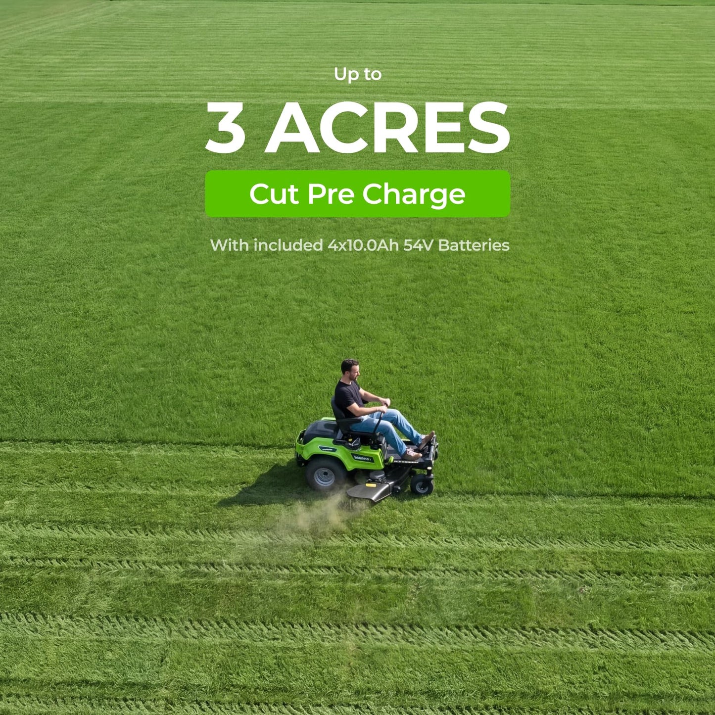 NovorikX 54V 42'' Cordless Electric Riding Lawn Mower, Zero Turn Lawn Mower with 4 * 10AH Batteries and Plug in Charger for Large Yard