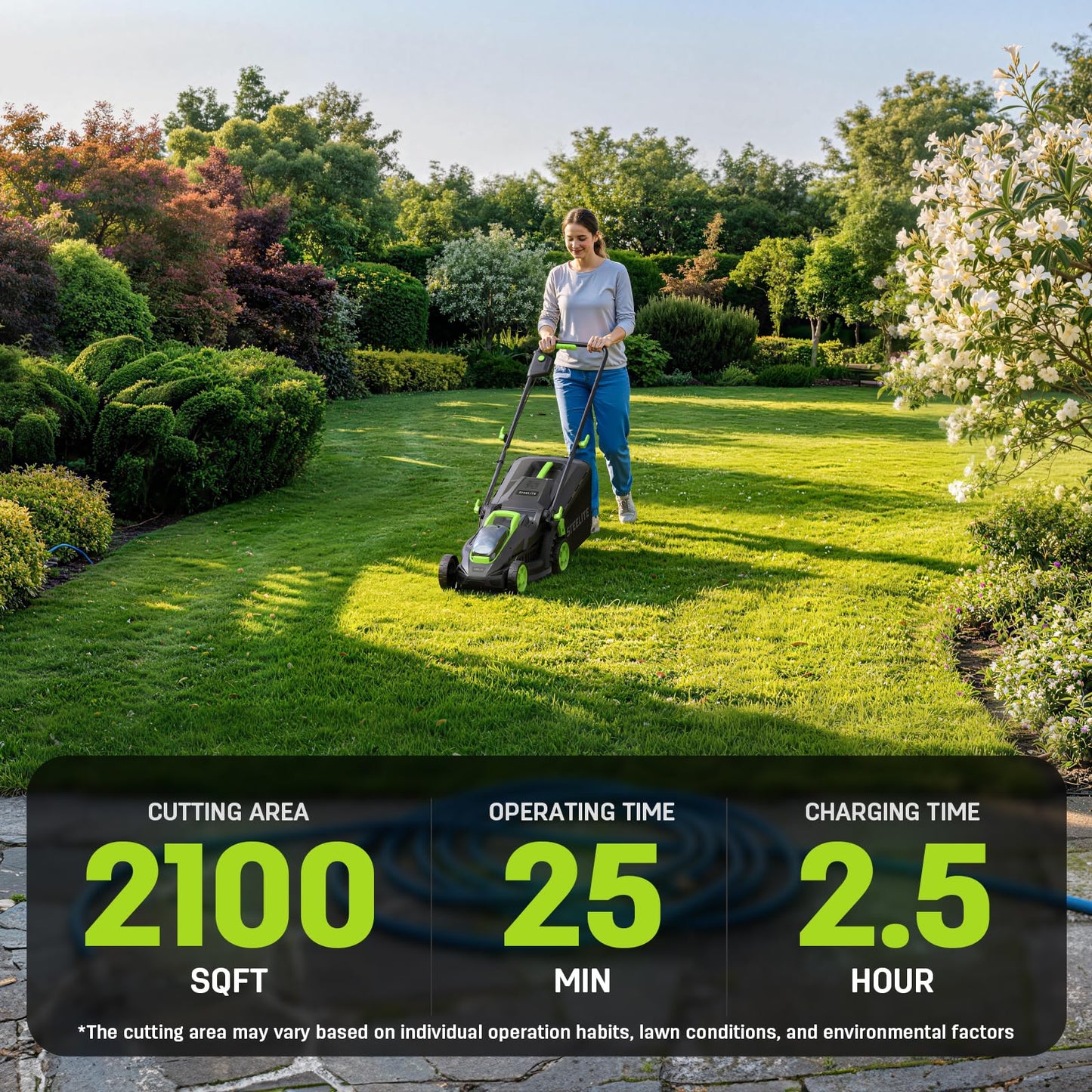 STEELITE 13-Inch Cordless Electric Lawn Mower, 21V Brushless Battery Push Mower with 4.0Ah Battery & Charger, 5-Position Height Adjustment, 8-Gallon Grass Bag