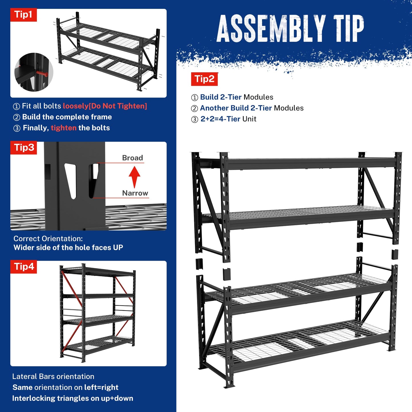 WORKPRO 77" Extra-Width Garage Shelving Units, 6400LBS Heavy Duty Utility Shelves, 4 Tier Industrial Adjustable Metal Storage Rack for Warehouse Shop Basement Organizers, 77”W x 24”D x 72”H