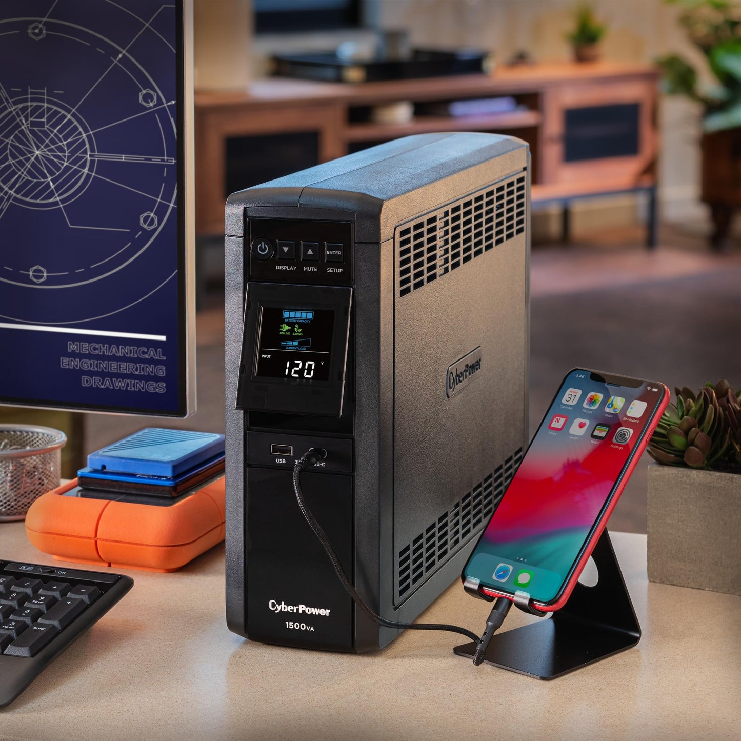 CyberPower CP1500PFCLCD PFC Sinewave UPS Battery Backup and Surge Protector, 1500VA/1000W, 12 Outlets, AVR, Mini Tower, UL Certified