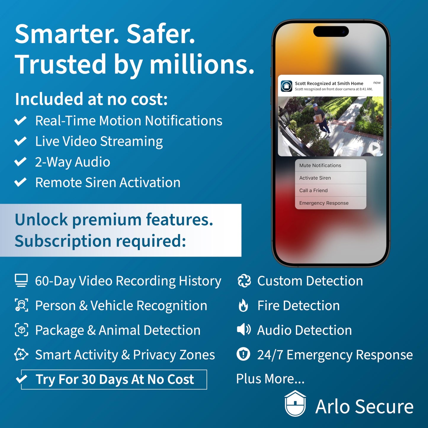 Arlo Pro 5S 2K HDR wireless outdoor security camera, color night vision, 160° FOV, rechargeable battery, weatherproof, 5-camera kit, white