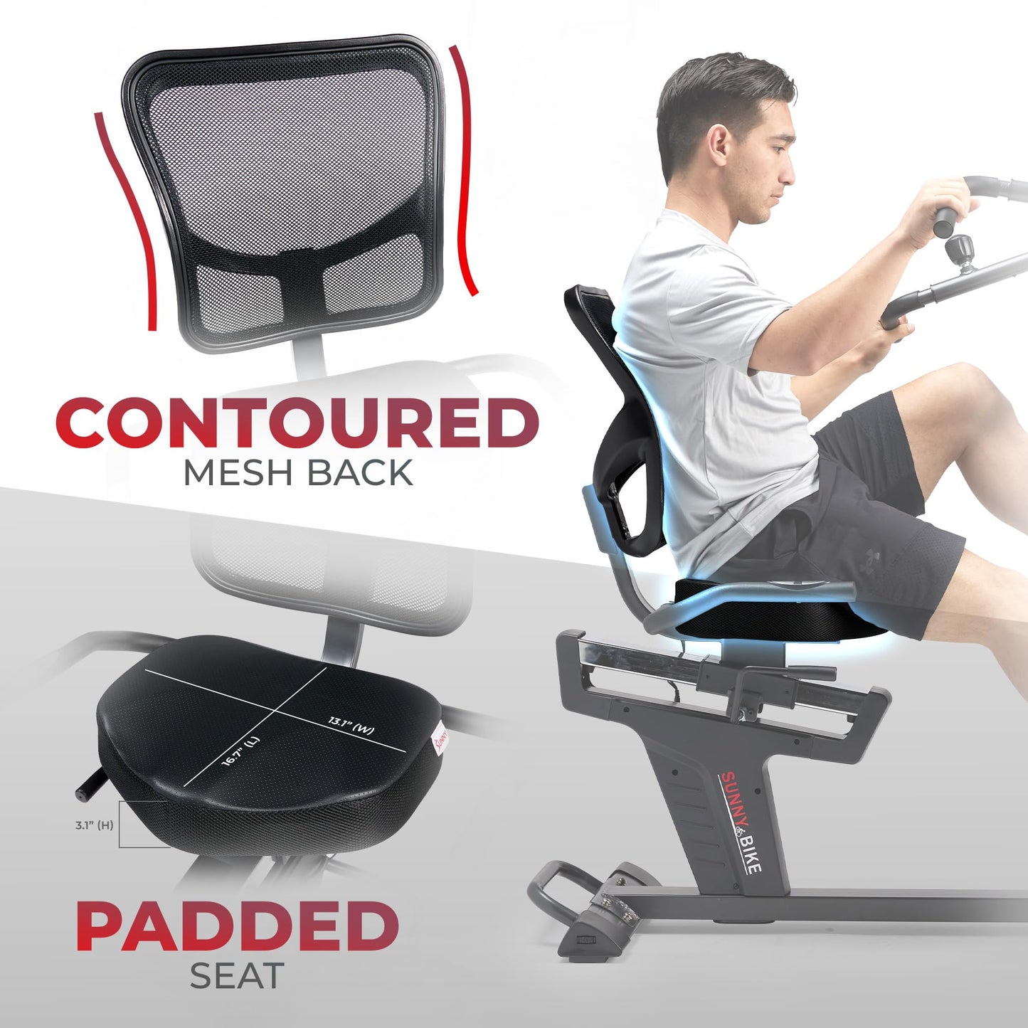 Sunny Health & Fitness Electromagnetic Recumbent Cross Trainer Exercise Elliptical Bike w/Arm Exercisers, Easy Access Seat & Exclusive SunnyFit® App Enhanced Bluetooth Connectivity - SF-RBE4886SMART