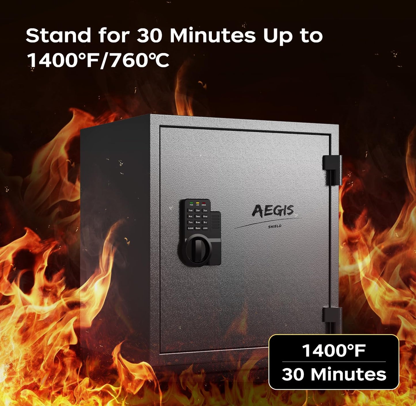 AEGIS Fireproof Safe, Safes for Home, 2.6 Cubic Feet Fire Safe Box with Digital Electronic Lock Keypad Romovable Shelf for Money Documents Jewelry Office