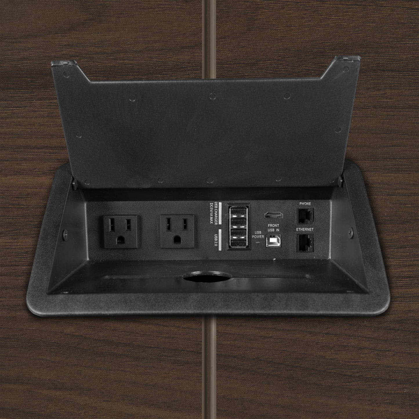 Romig Legacy 10 ft. Racetrack Conference Table with Charging Port- Neo Walnut