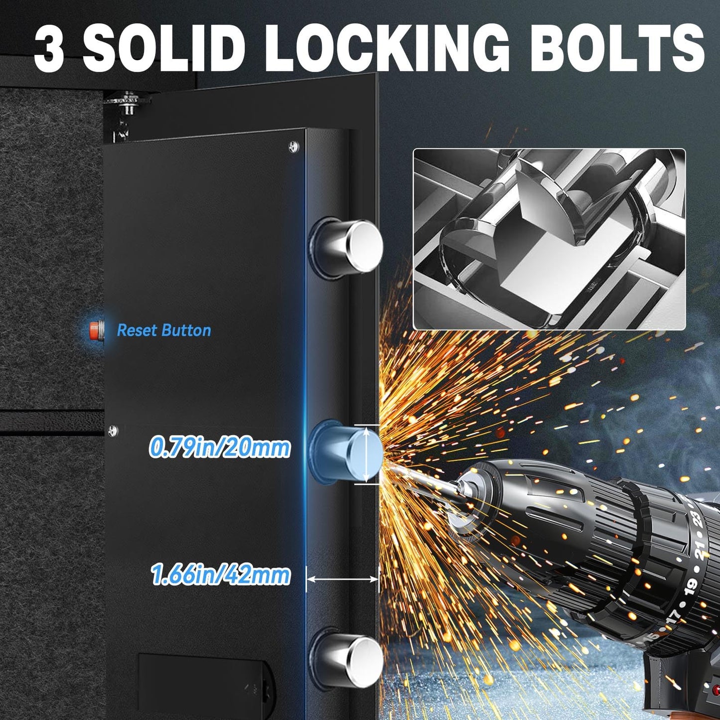 3.0 Cuft Fireproof Waterproof Home Safe, Anti-Theft Safety Box with Digital Keypad, Smart Alert System, LED Interior Light, Fireproof Bag and Spare Keys, Secure Storage for Cash Documents Valuables