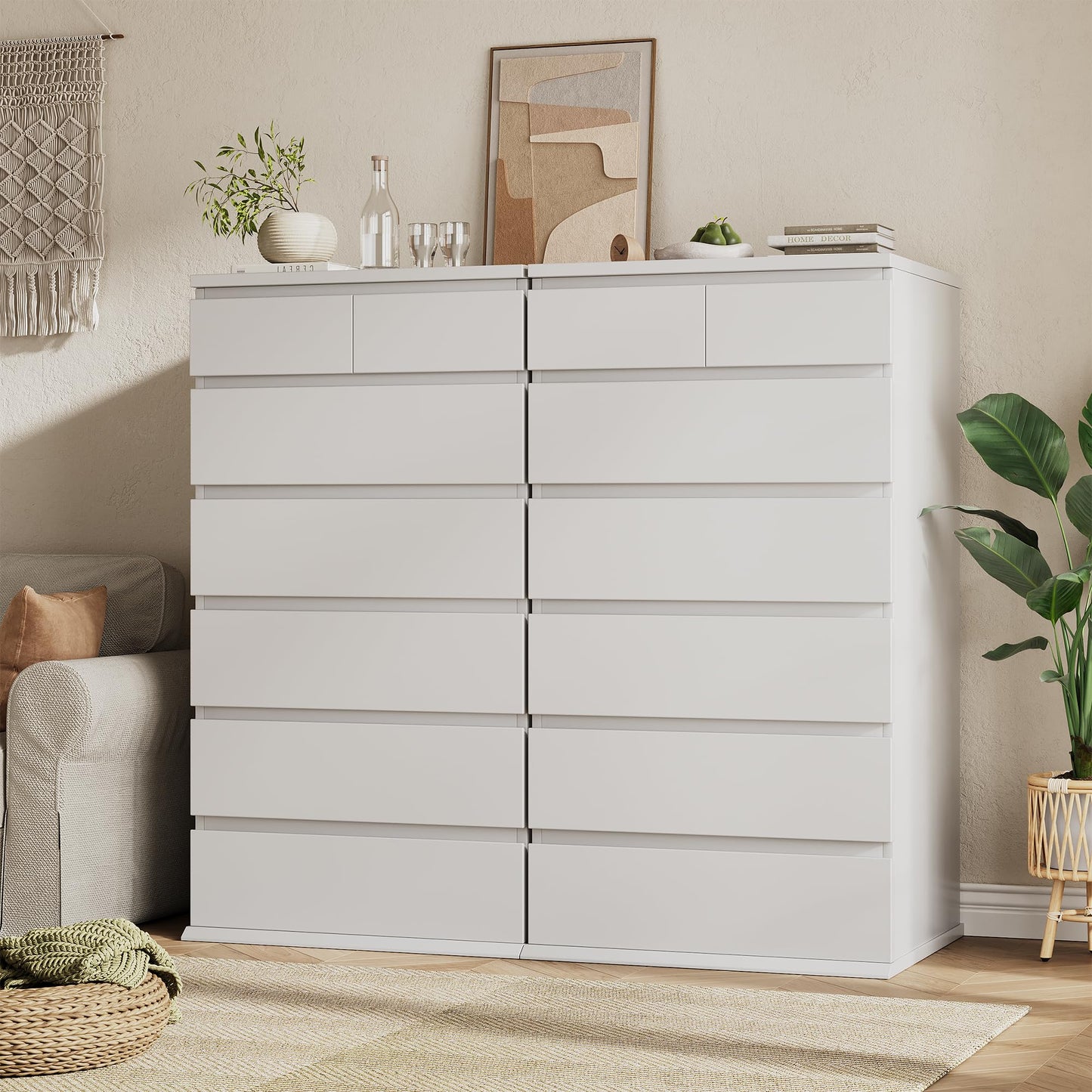 White Tall 7 Drawer Dresser for Bedroom, Modern Wood Closet Dressers & Chests of Drawers with Jewelry Storage, 23.6" L*15.8" W*47.5" H in Large Vertical Dresser for Bedroom, Living Room, Nursery